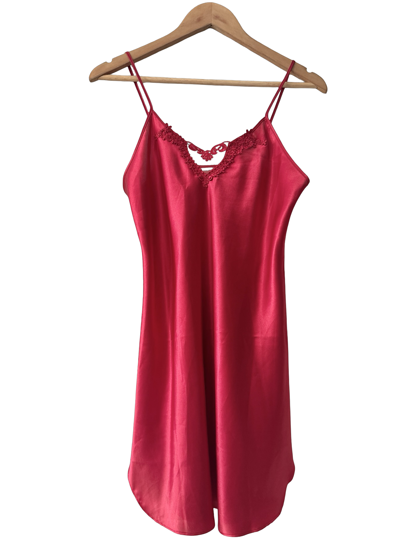 Vintage 90s Dentelle Cherry Red Lace Slip Dress (S/M)
