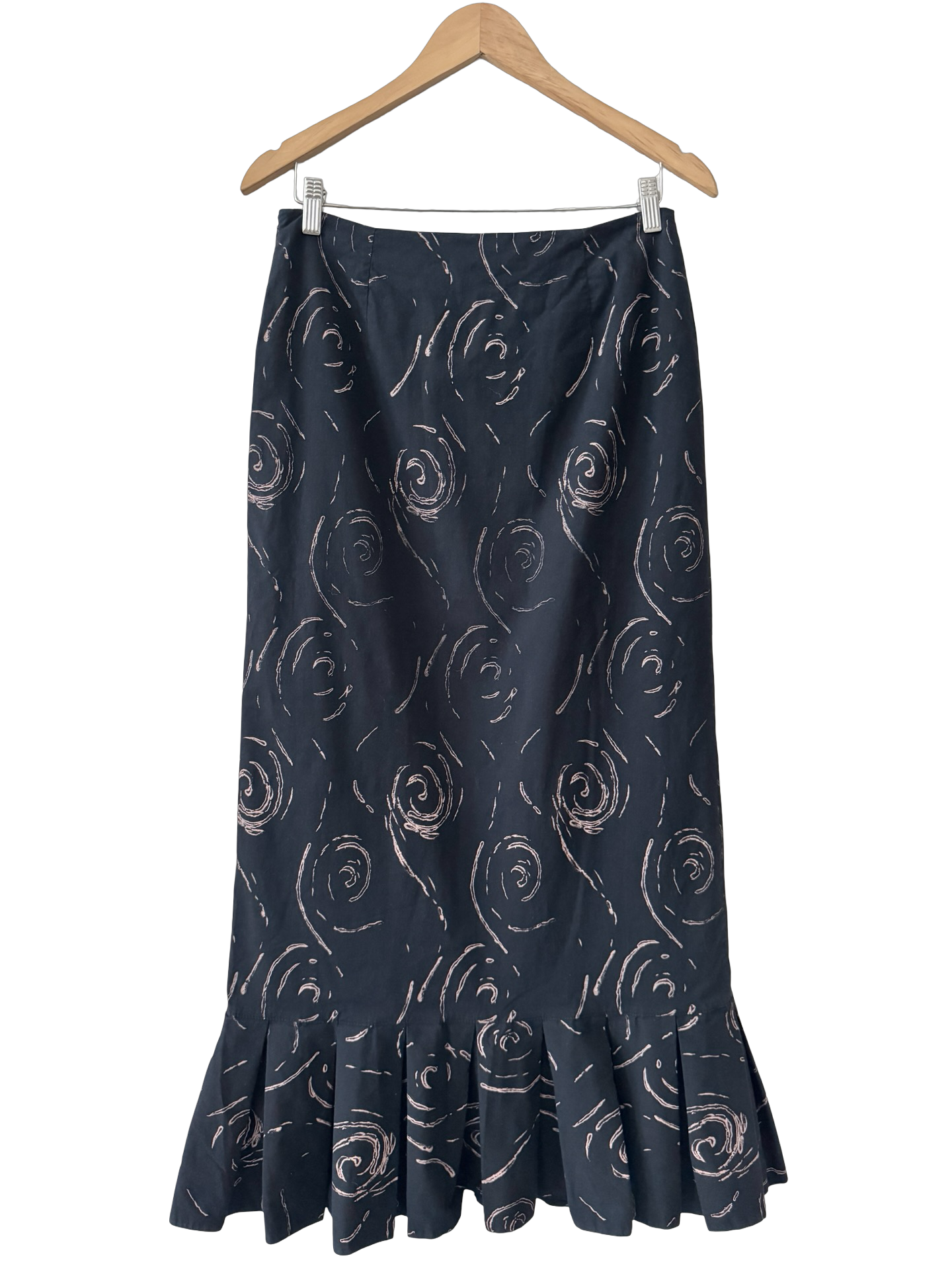 Vintage 90s Italian Bow Swirl Midi Skirt (M)