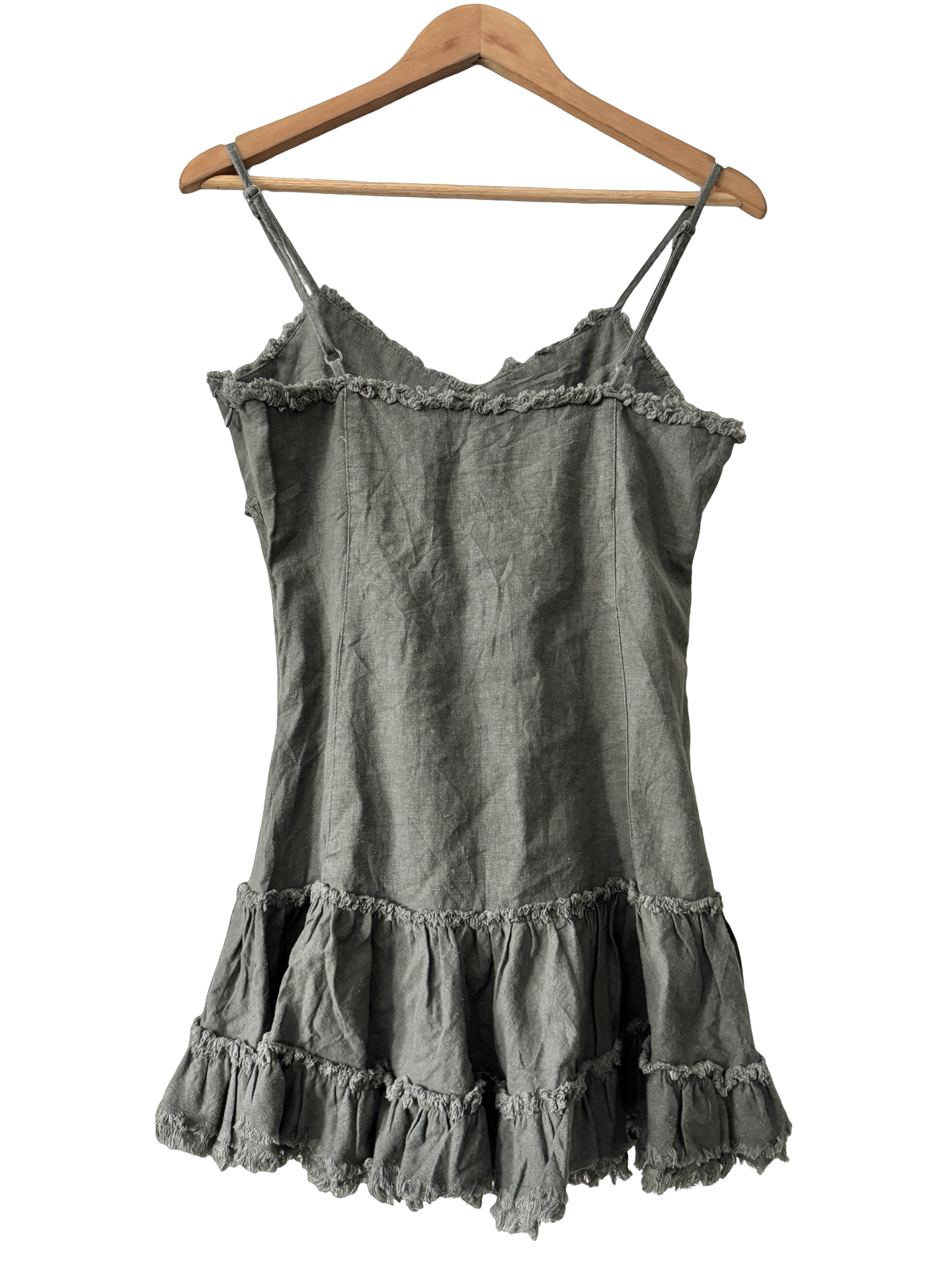 Vintage Y2K Olive Ruffle Poetry Top (M)