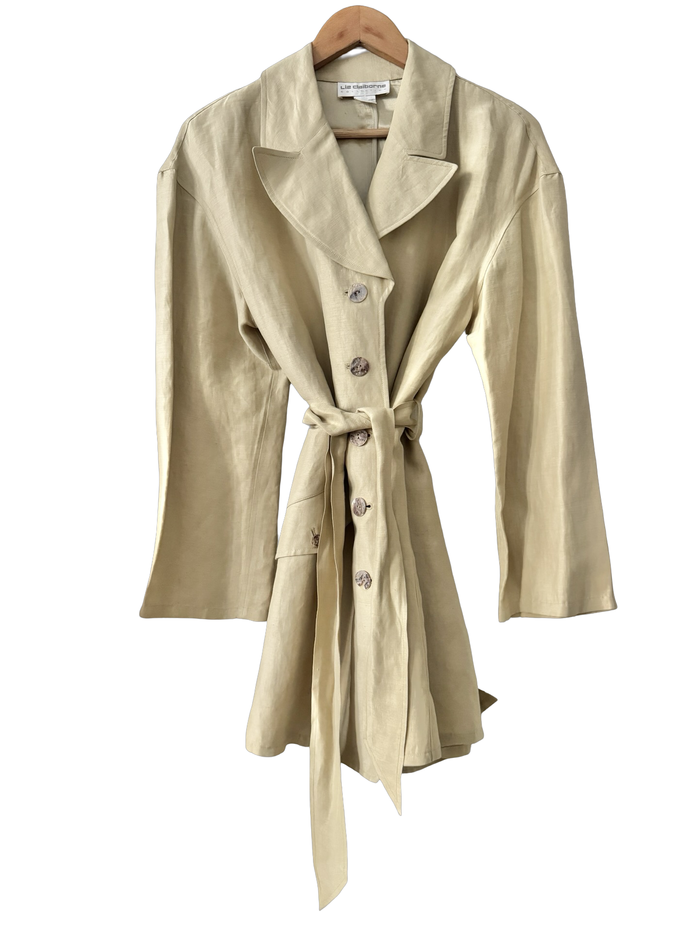 Vintage 90s Buttercream Belted Trench Coat (M)