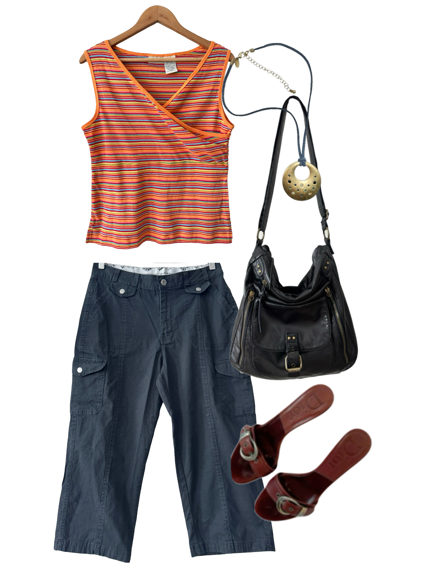 Vintage 90s Striped Wrap Crush Cami (L)
