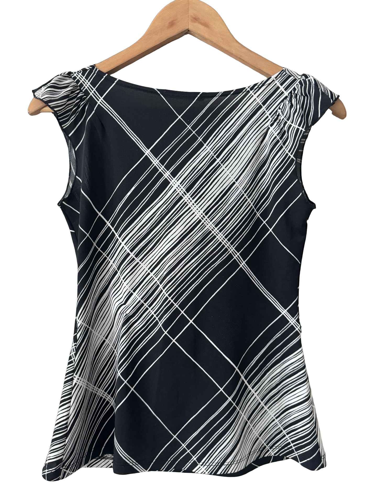 Vintage Y2K Graphic Line Cowl Neck Top (M)