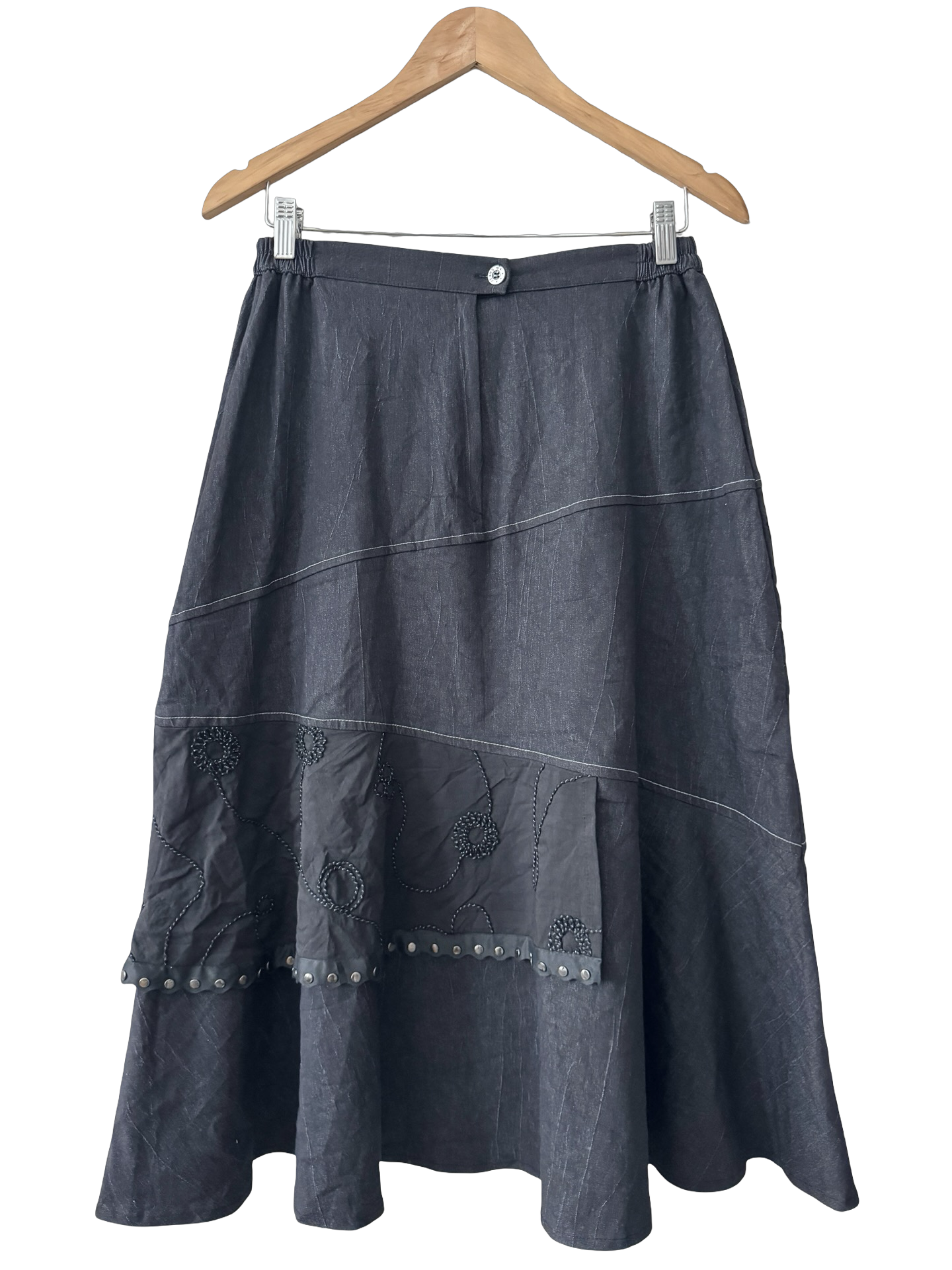 Vintage 90s Parisian Noir Patchwork Midi (S/M)