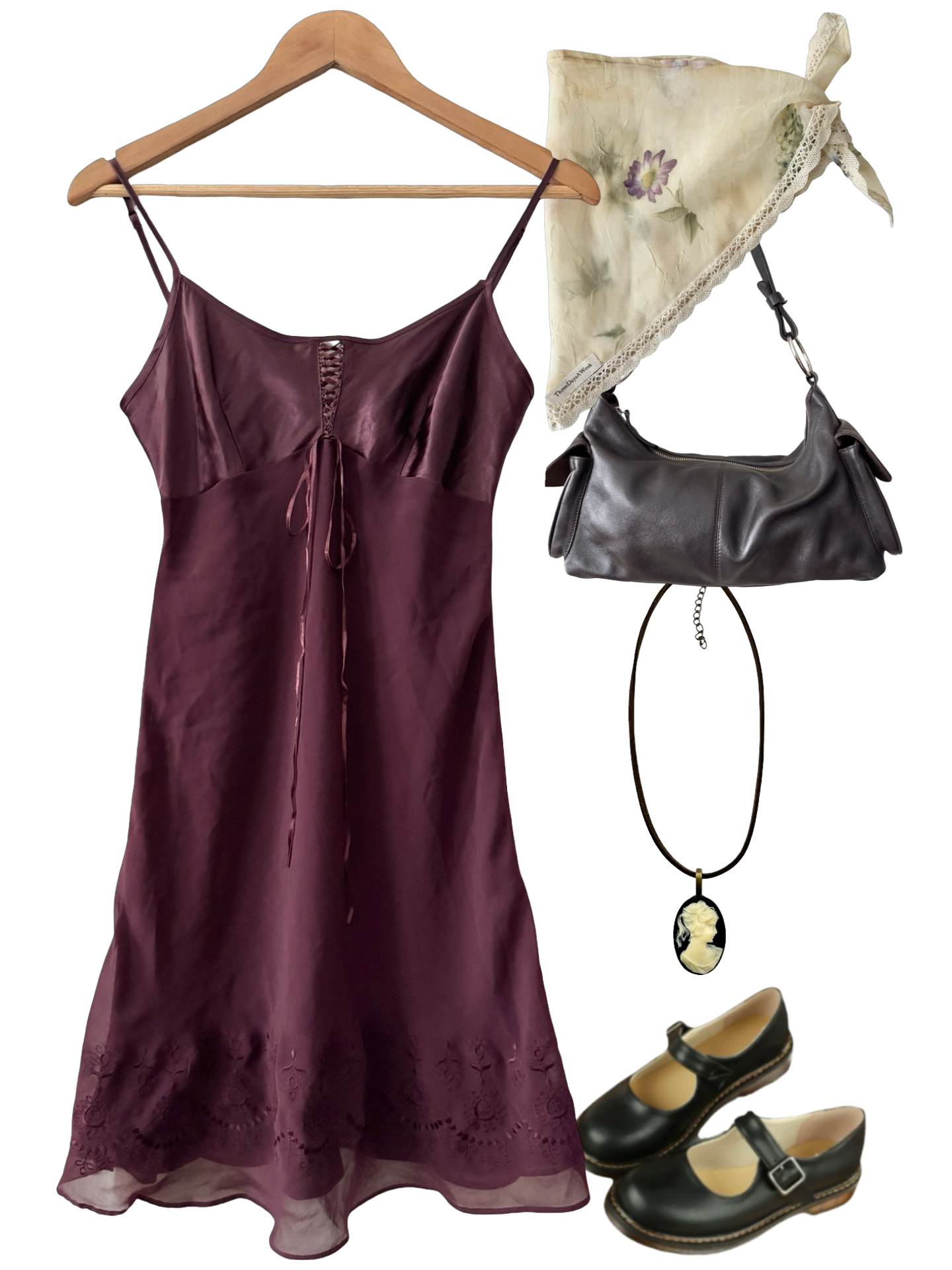 Vintage 90s French Bordeaux After Dark Slip Dress (S)