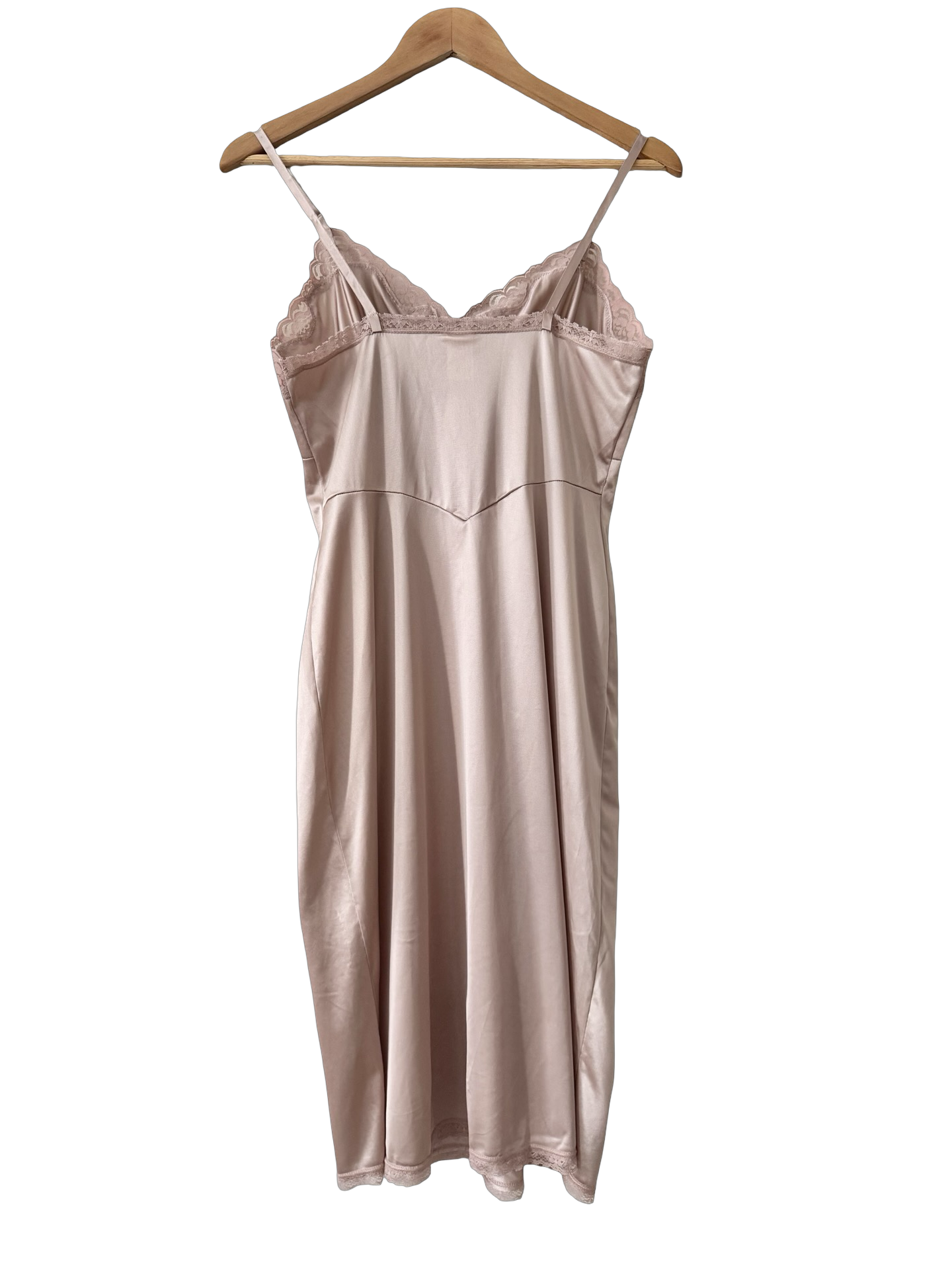Vintage 90s Rose Lace Midi Slip Dress (S/M)