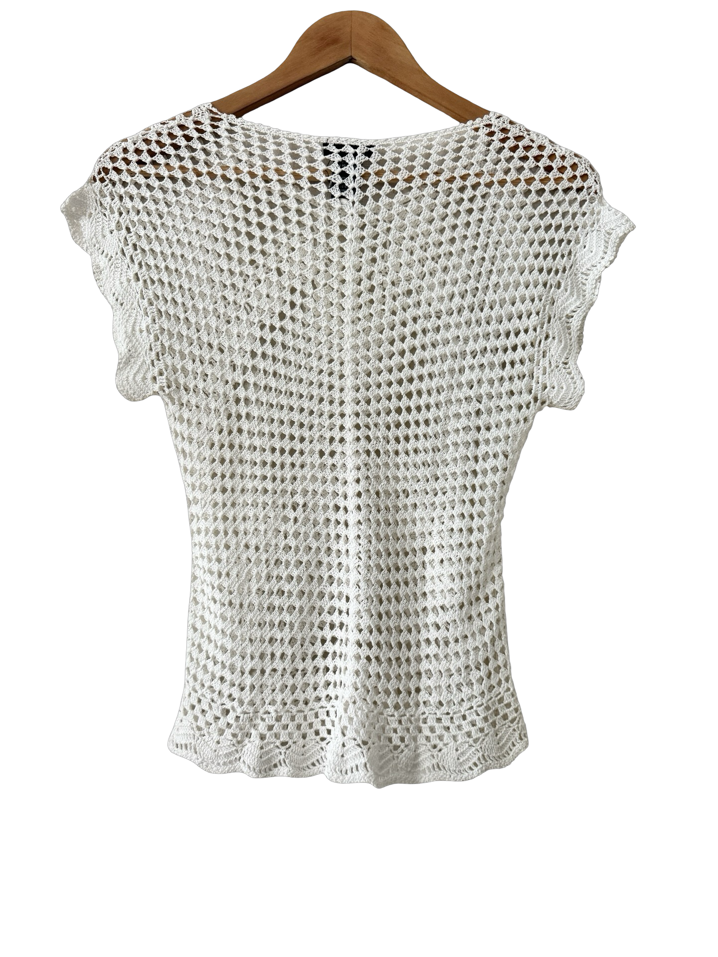 Vintage 90s Ivory Crochet Knit Top (S/M)