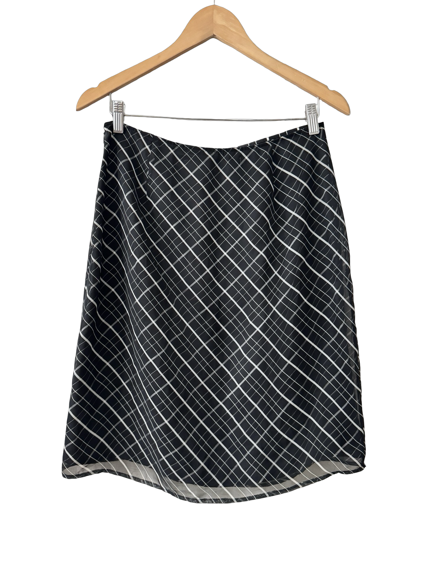 Vintage 90s Sheer Grid Midi Skirt (M)