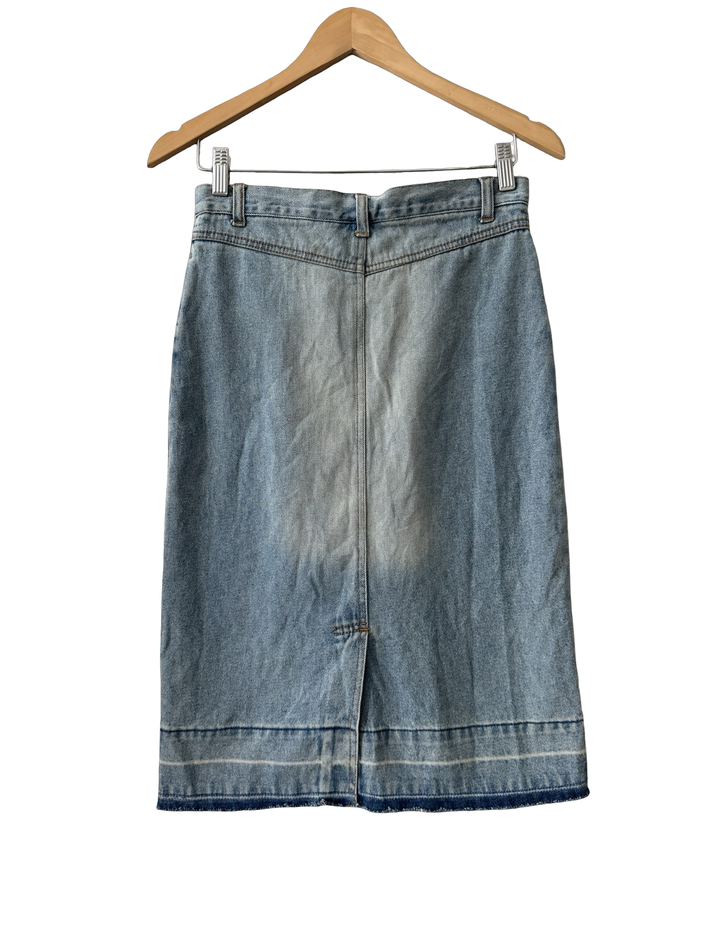 Vintage 90s Washed Denim Midi Skirt (S/M)