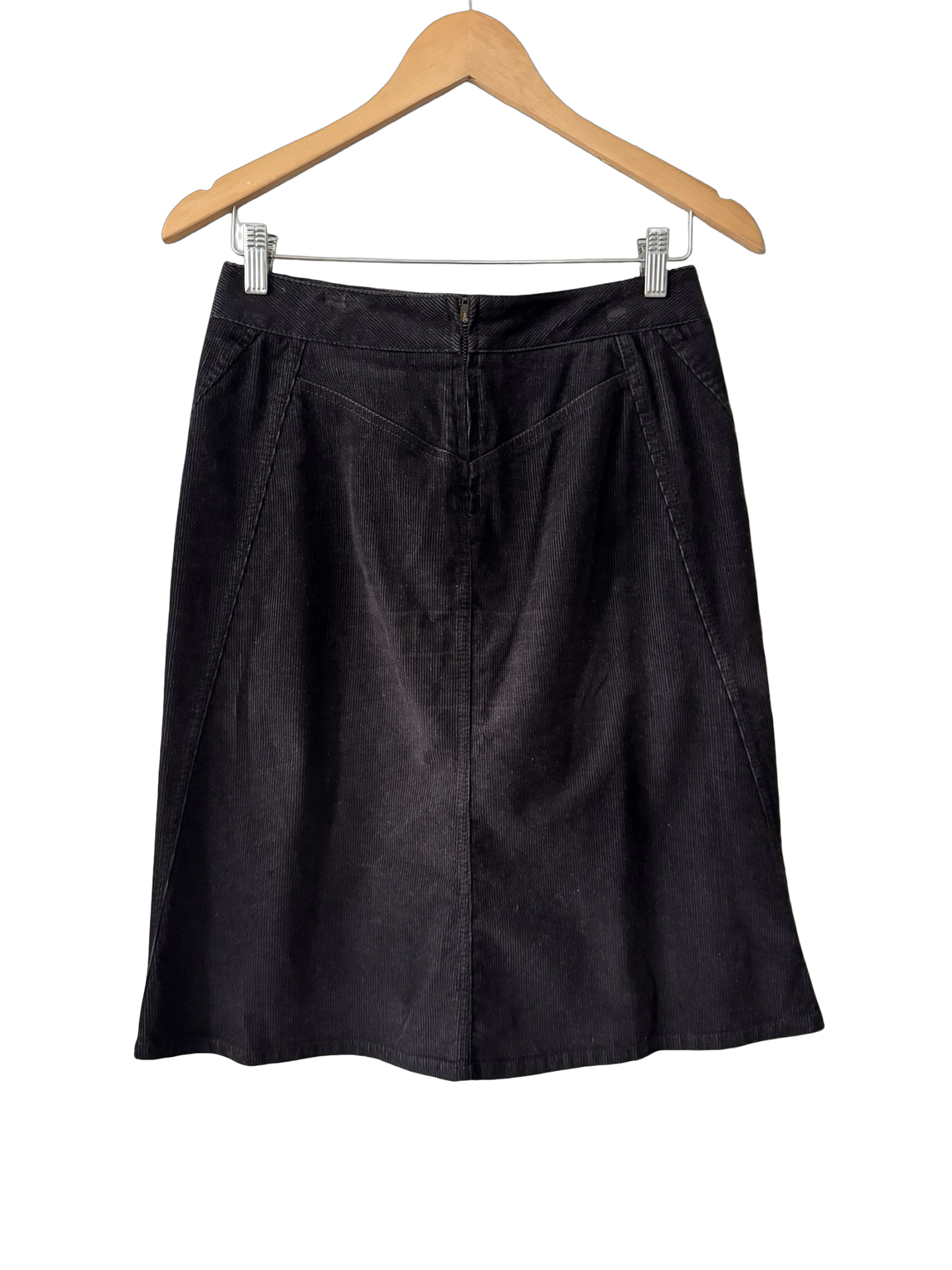 Vintage 90s Dark Chocolate Corduroy Midi Skirt (S)