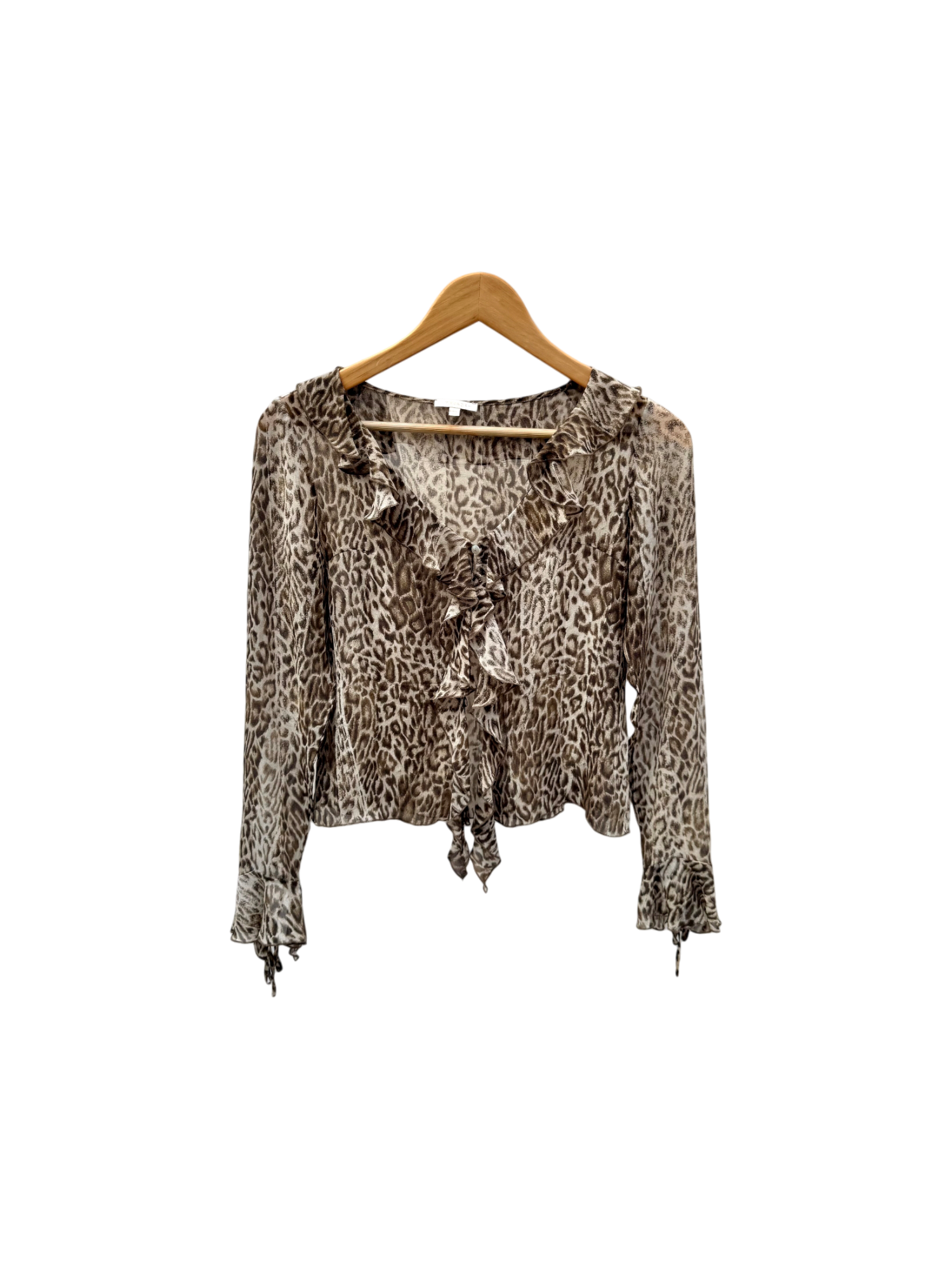 Vintage ESCADA Ruffled Cheetah Silk Blouse (S/M)