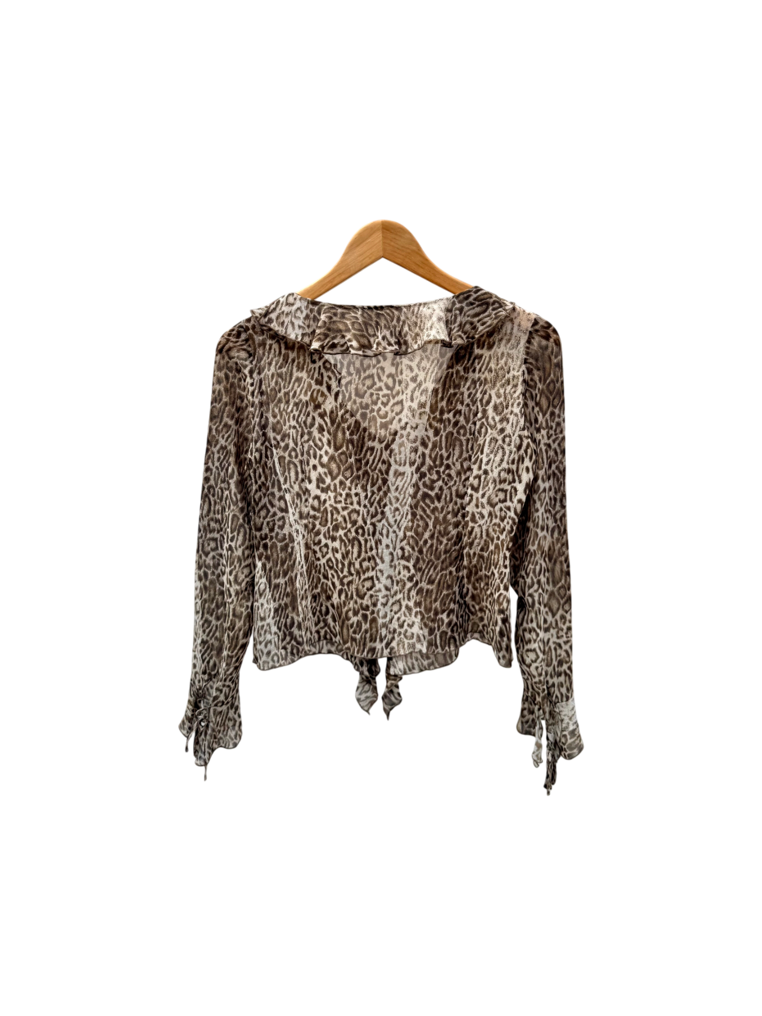 Vintage ESCADA Ruffled Cheetah Silk Blouse (S/M)