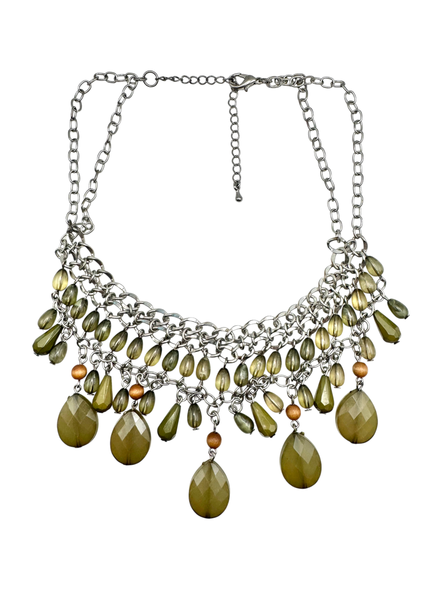 Vintage Olive Drop Cluster Necklace