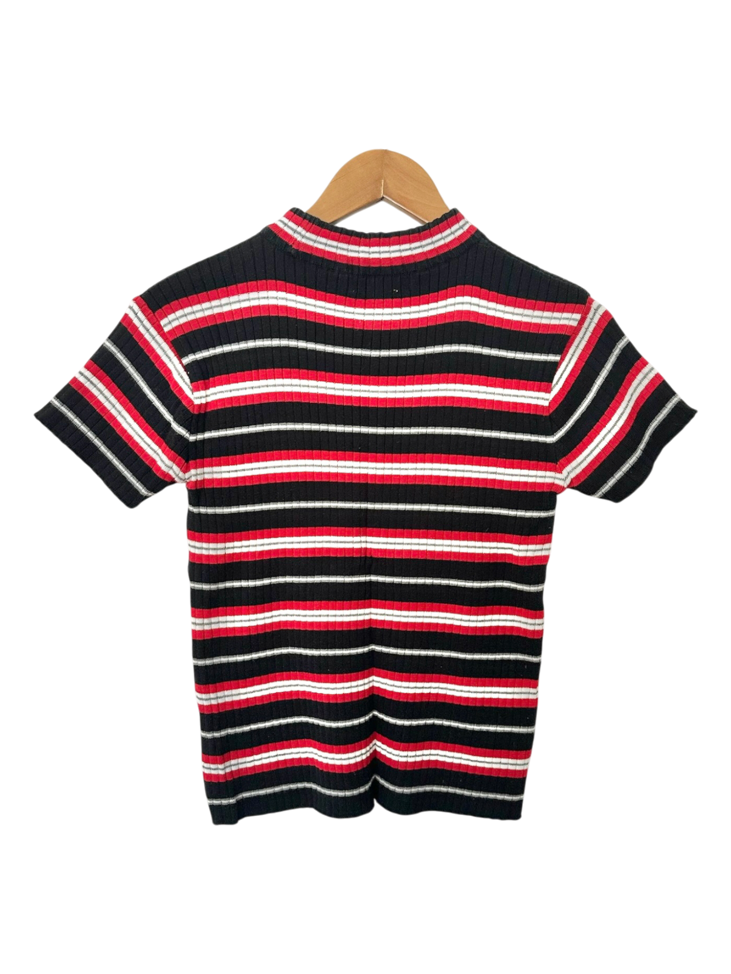 Vintage Y2K Red Stripe Ribbed Baby Tee (M)