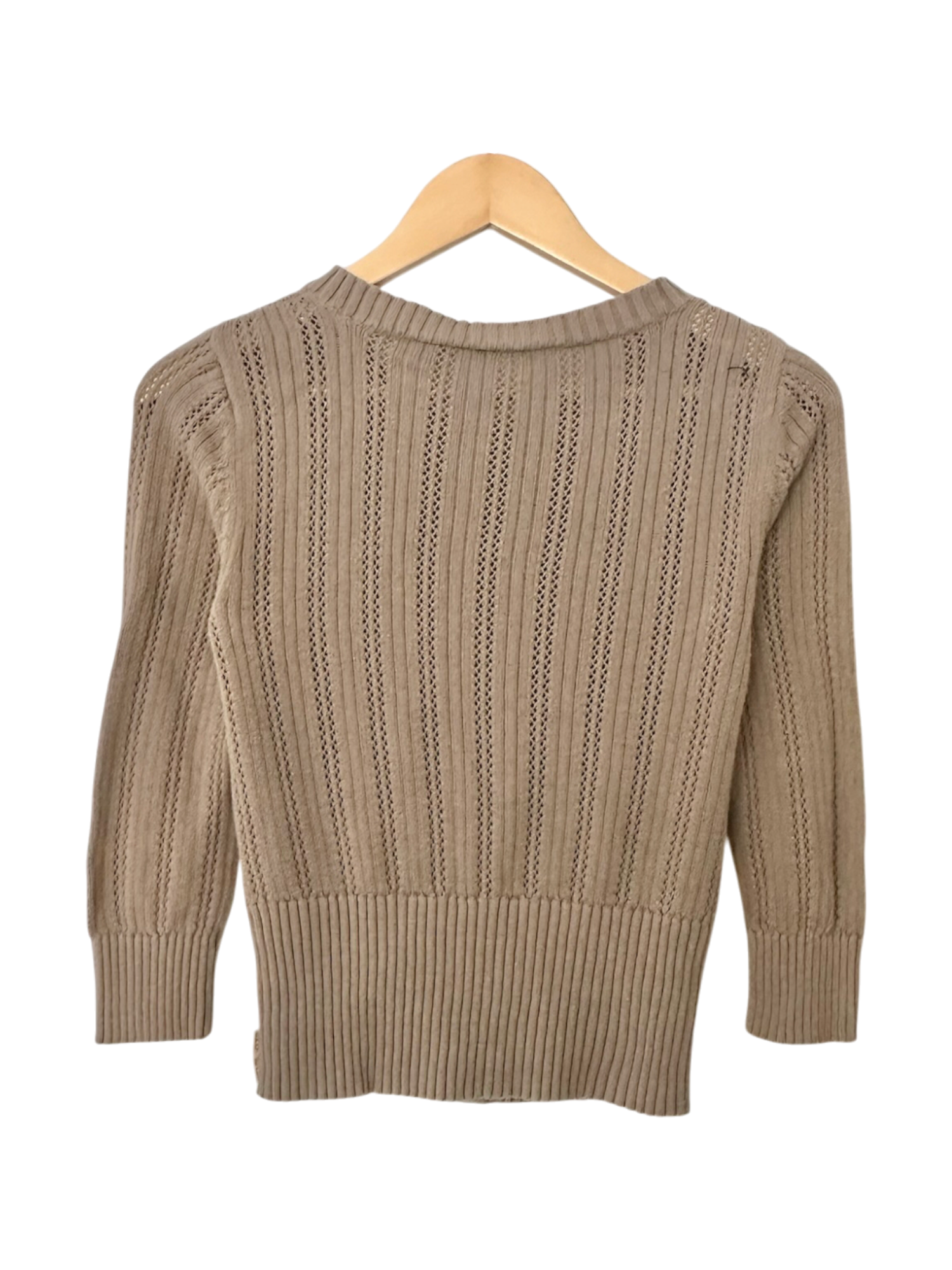 Vintage Y2K DKNY Taupe Pointelle Button Cardigan (XS/S)