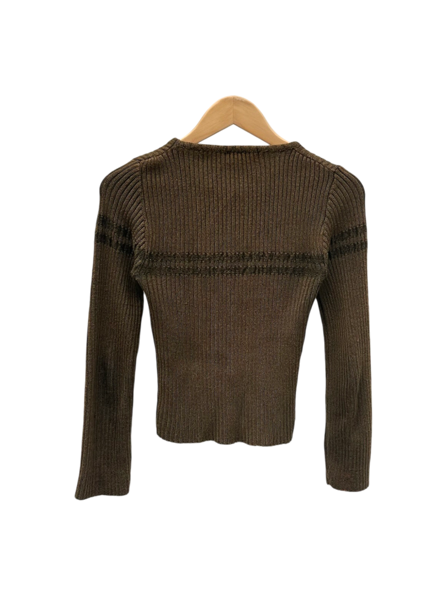 Vintage 90s Retro Ribbed Olive Knit (XS/S)