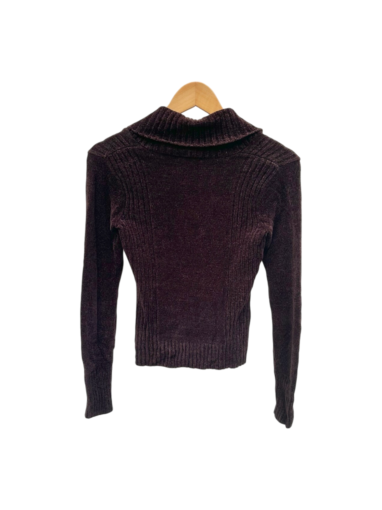 Vintage 90s Cozy Crushed Chocolate Ribbed Knit (S)