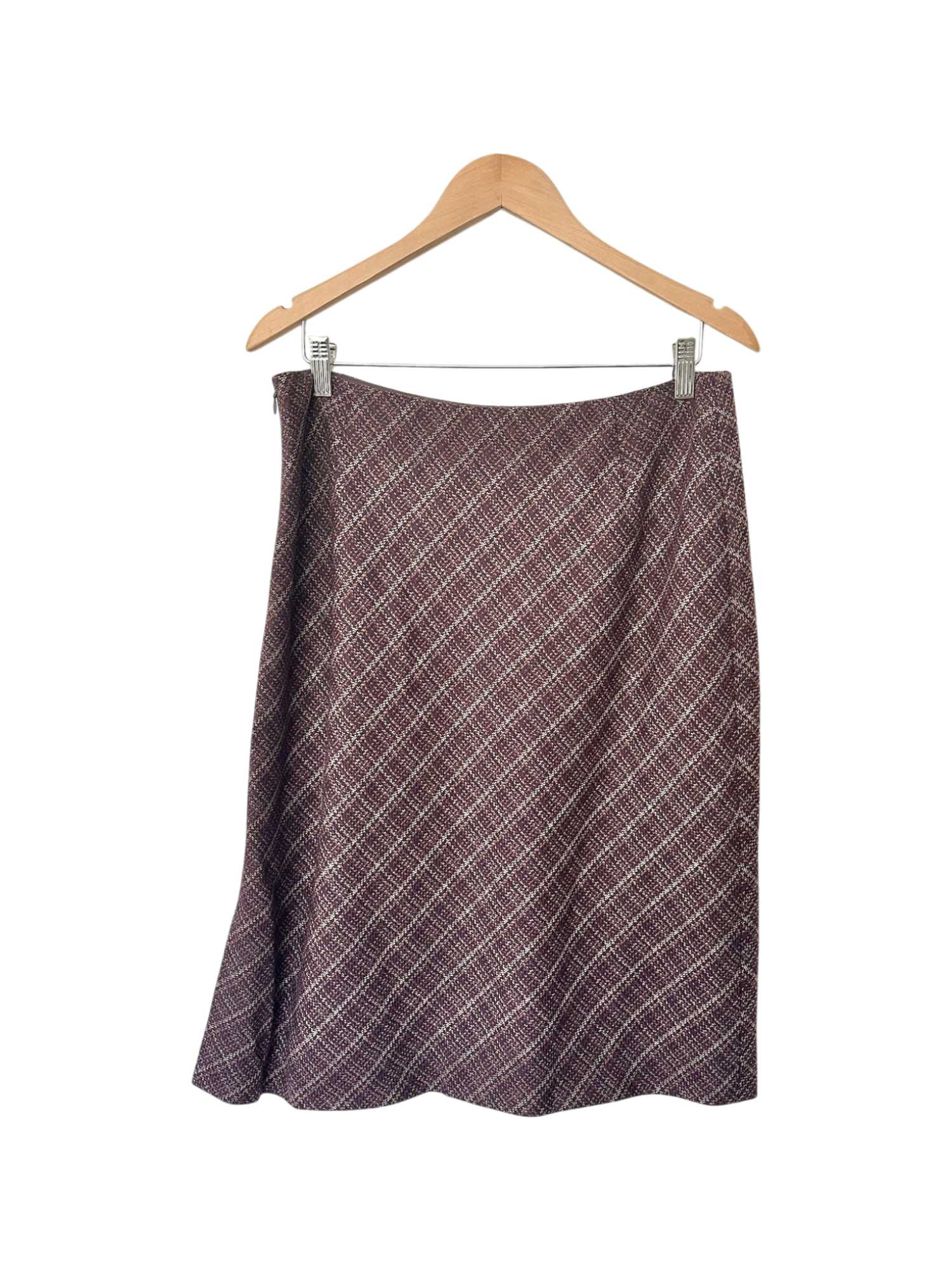 Vintage Raspberry Wine Tweed Midi Skirt (M)