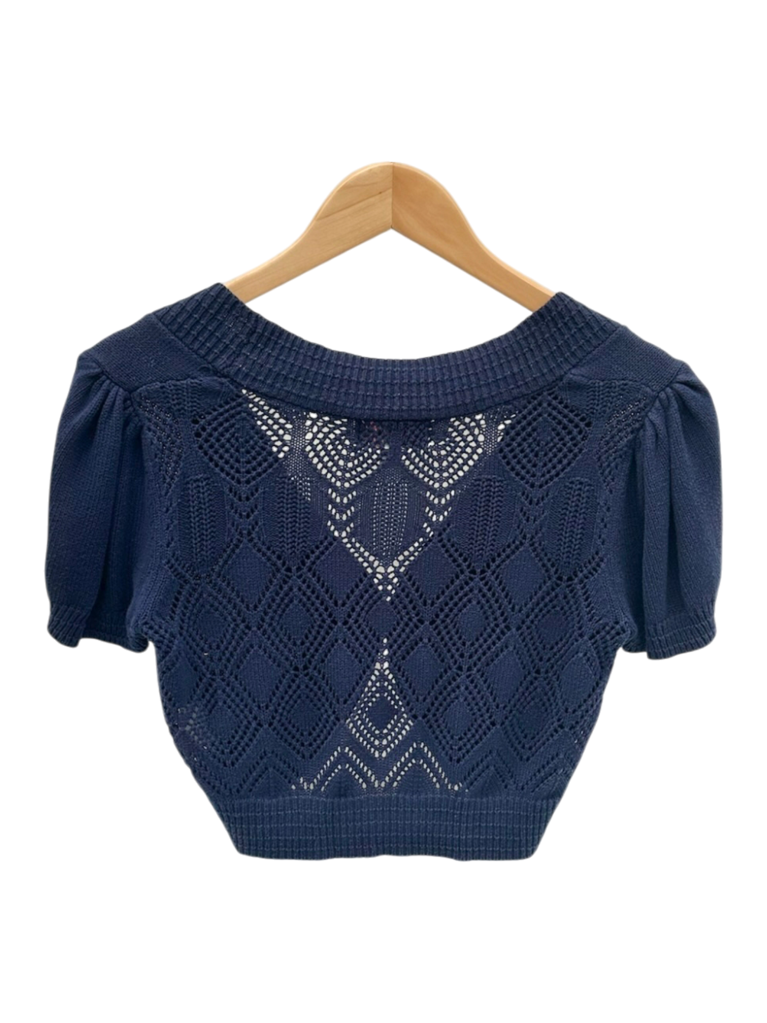 Vintage 90s Navy Dainty Cropped Crochet Bolero (M)