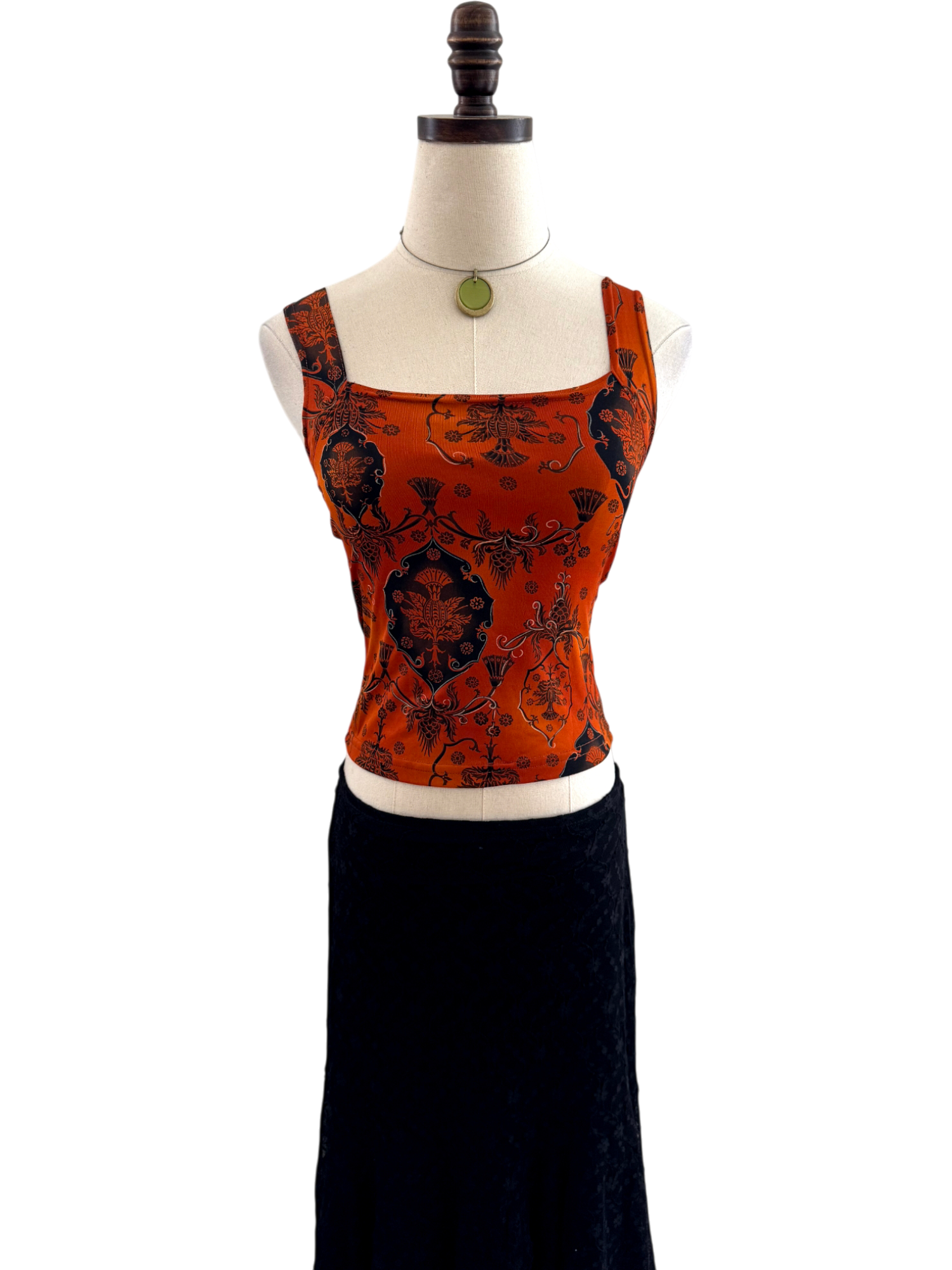 Vintage 90s Paisley Tangerine Knit Tank (XS)