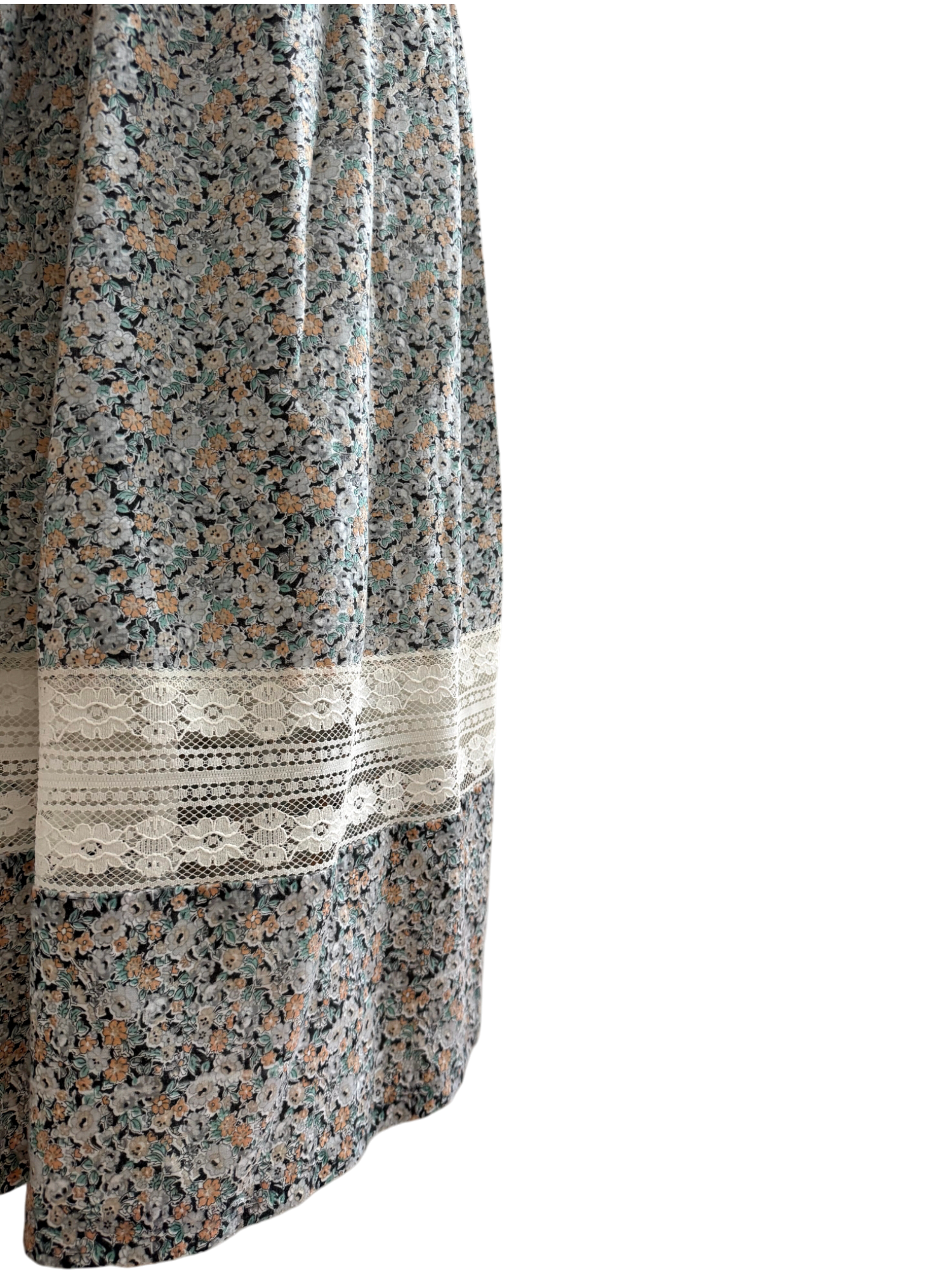 Vintage 80s Prairie Lace Midi Skirt (XS)