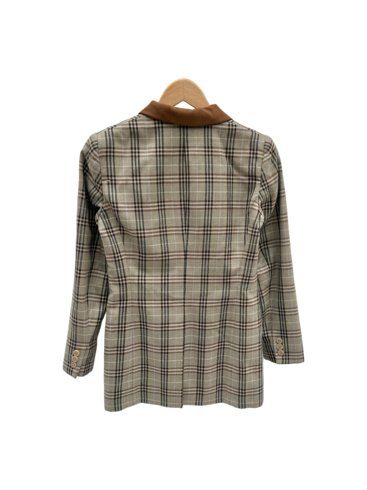 Vintage 90s Contrast Collar Plaid Blazer (S)