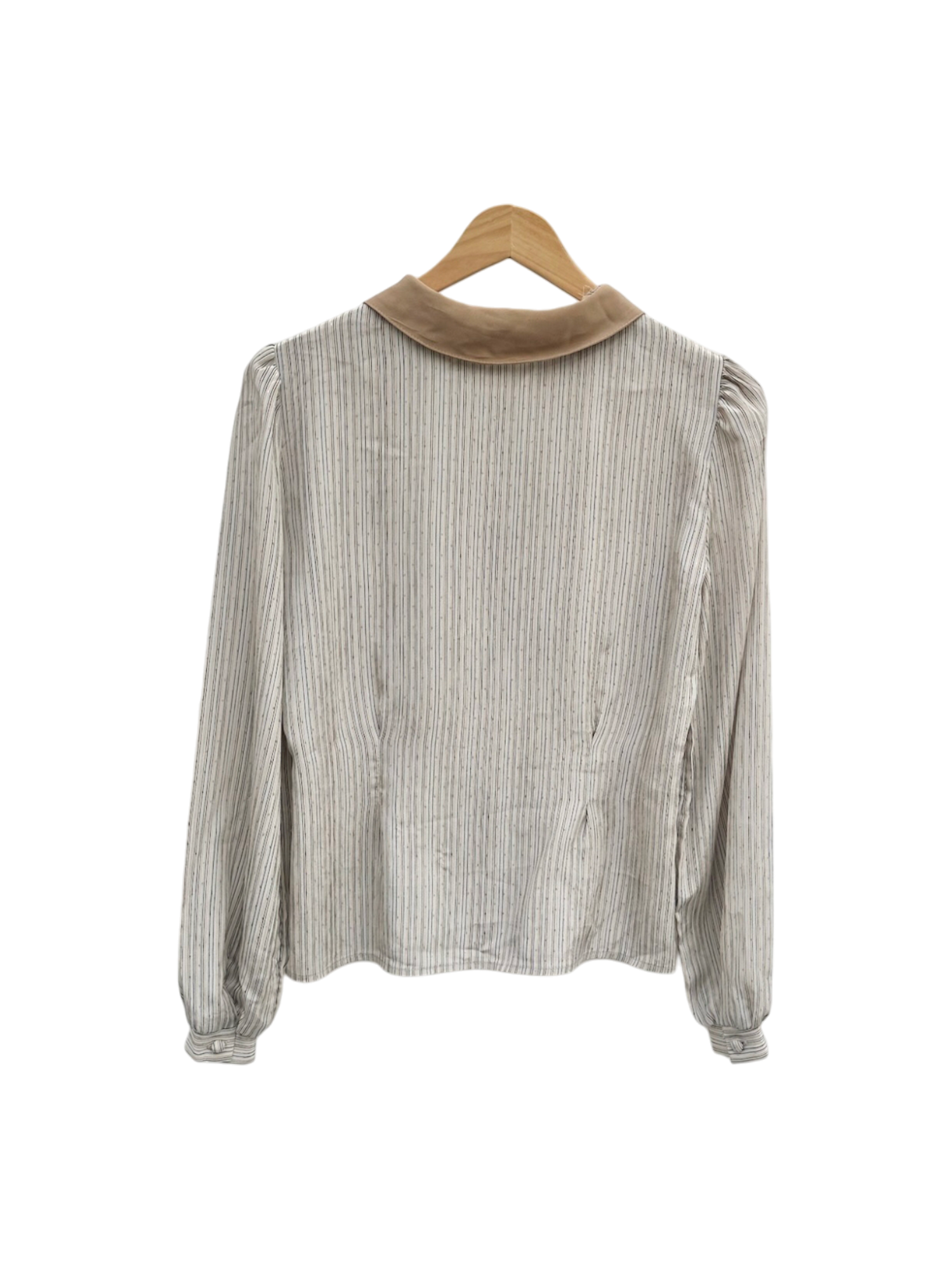 Vintage 80s Contrast Collar Striped Blouse (M)