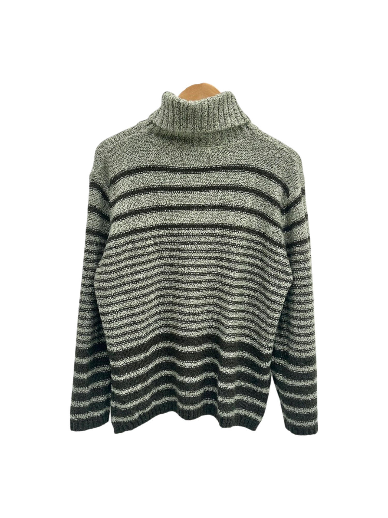 Vintage 90s Cozy Forest Striped Turtleneck (XL)