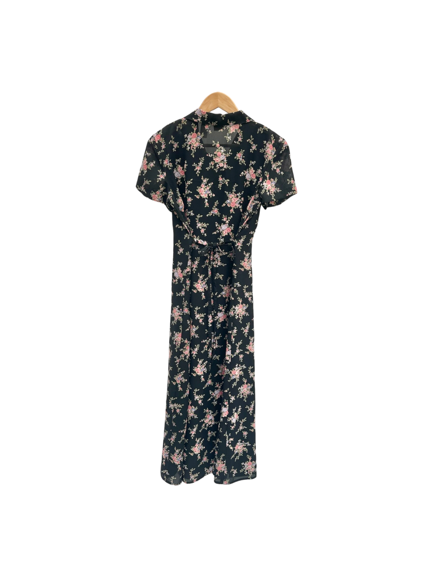 Vintage 90s Floral Peasant Button Up Midi Dress (M)