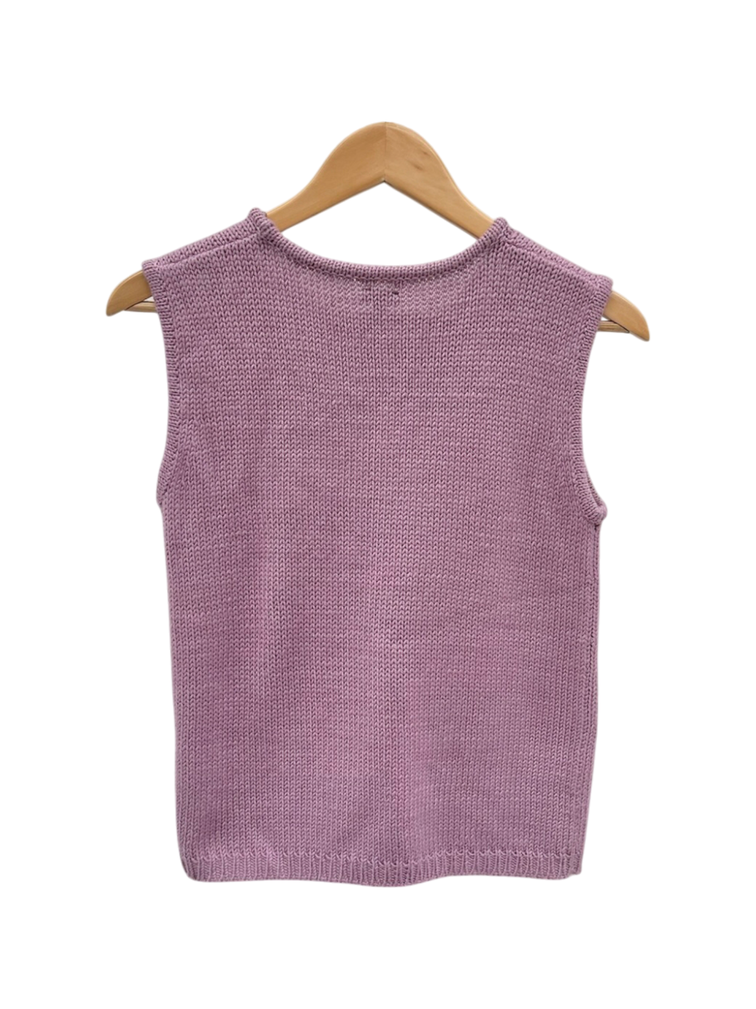 Vintage 90s Lilac Cable-Knit Sleeveless Sweater (S)