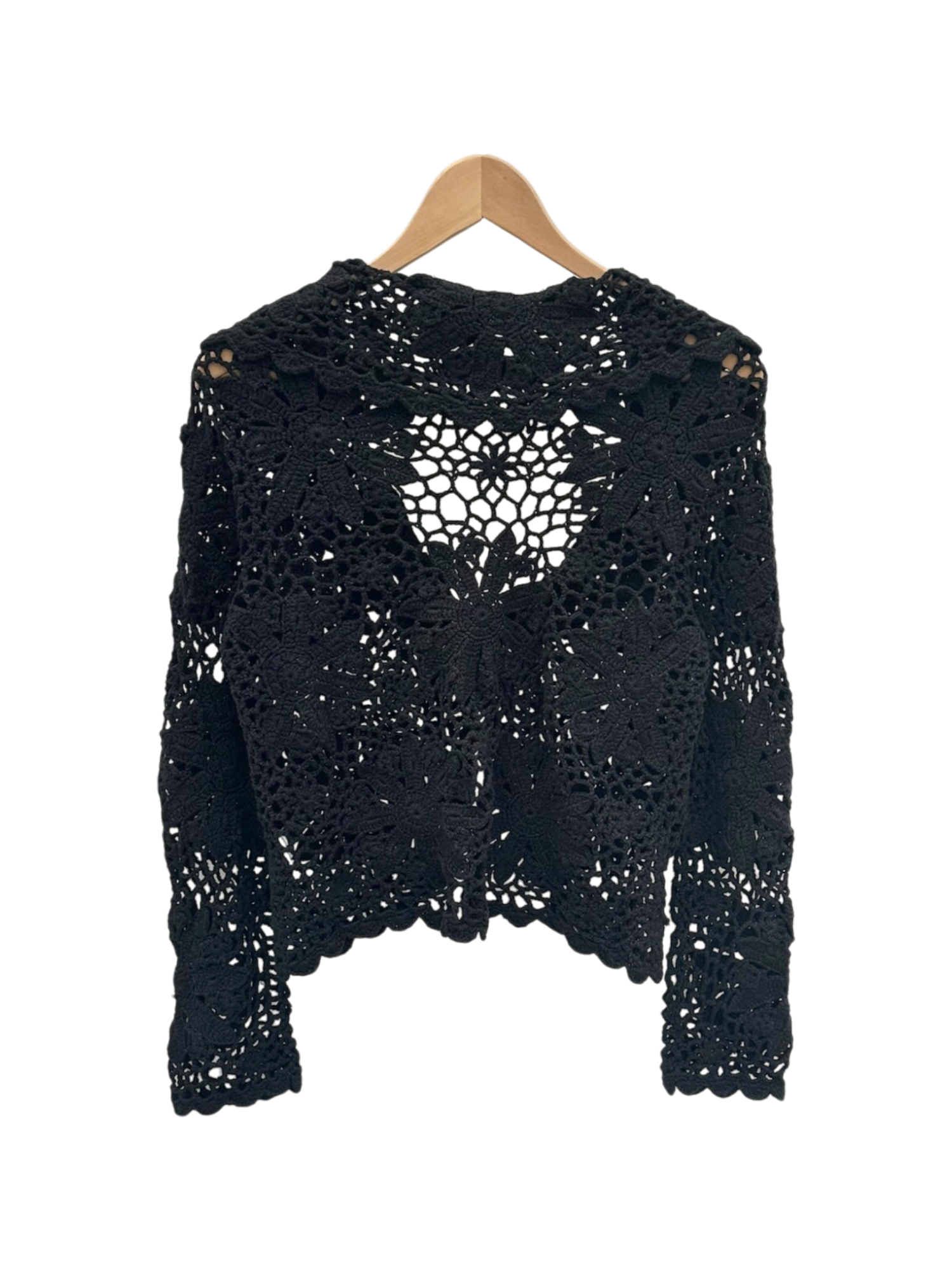 Vintage 90s Black Crochet Floral Lace Knit (M/L)