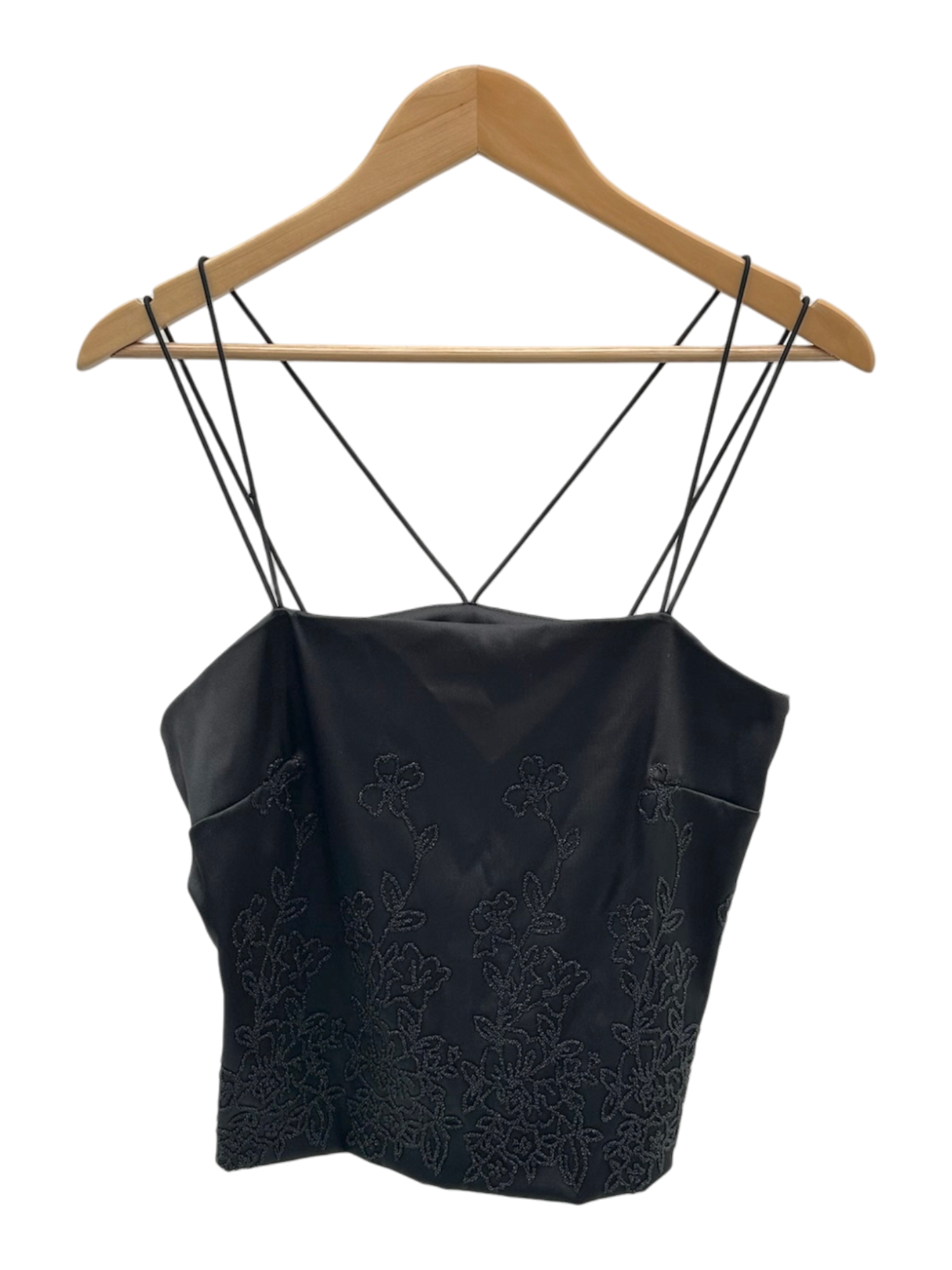 Vintage 90s Beaded Strappy Satin Top (M)