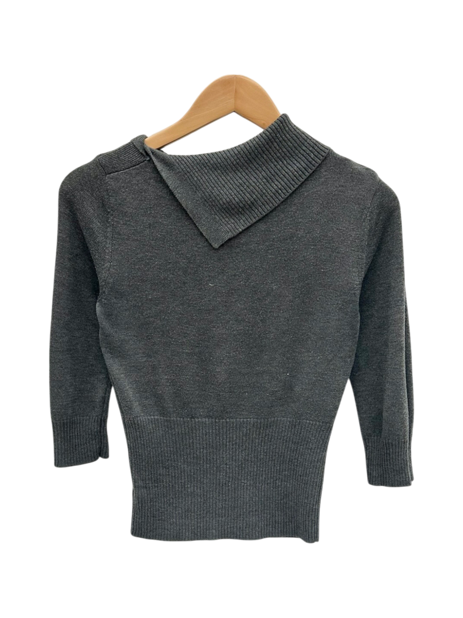 Vintage 90s Charcoal Asymmetric Button Collar Sweater (S/M)