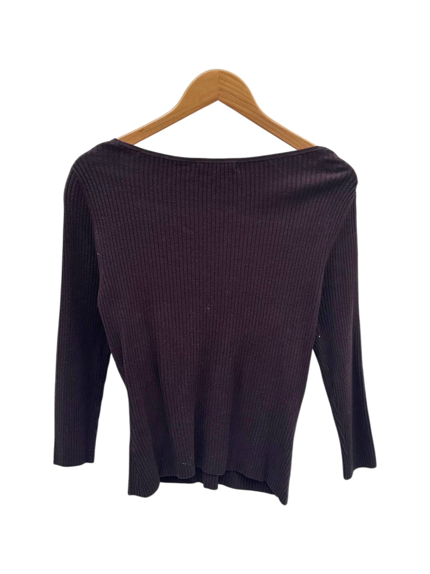 Vintage 90s Chocolate Twist-Front Ribbed Sweater (L)