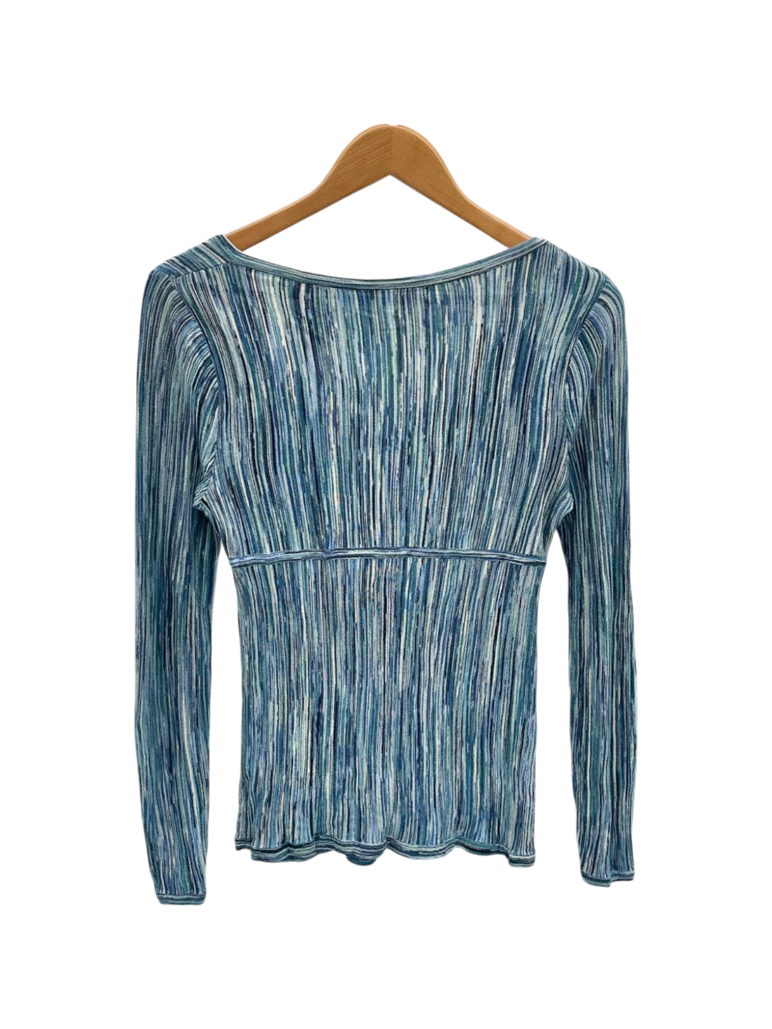 Vintage Y2K Retro Blue Watercolor Tie-Front Top (M)