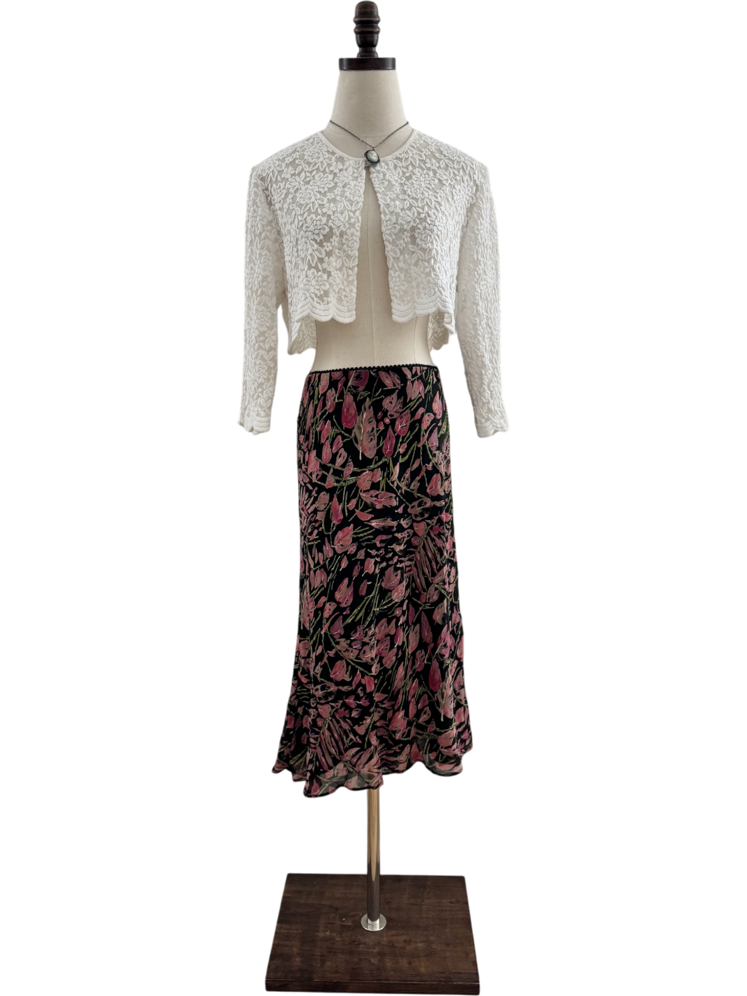 Vintage 90s Cropped Ivory Lace Bolero (S)