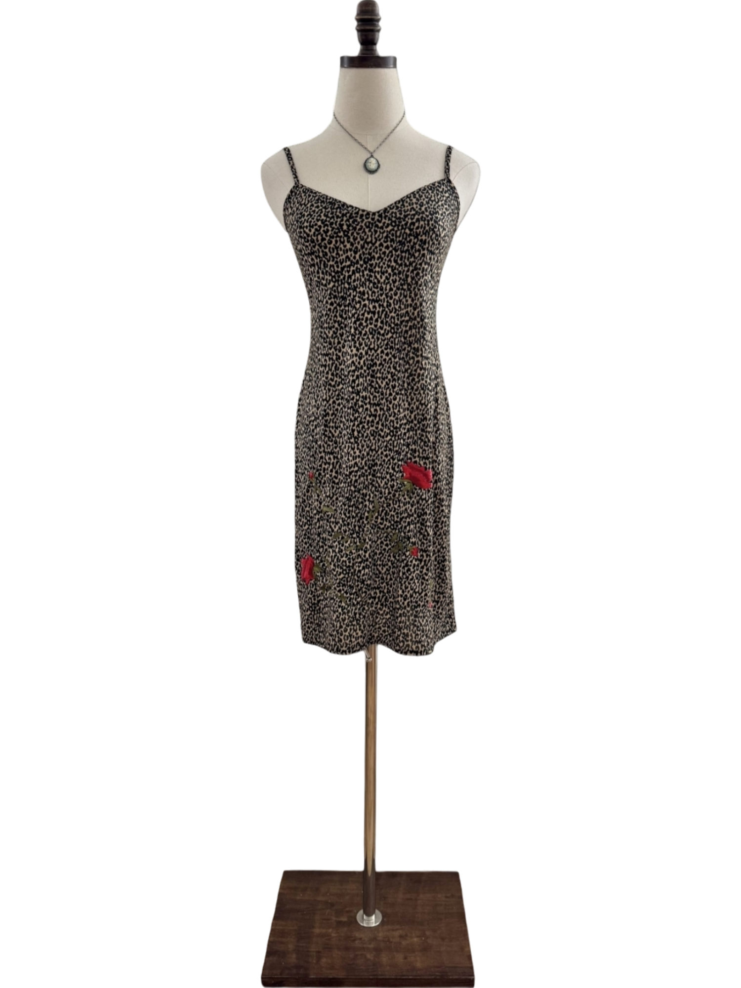Vintage 90s Floral Beaded Cheetah Mini Slip (XS/S)