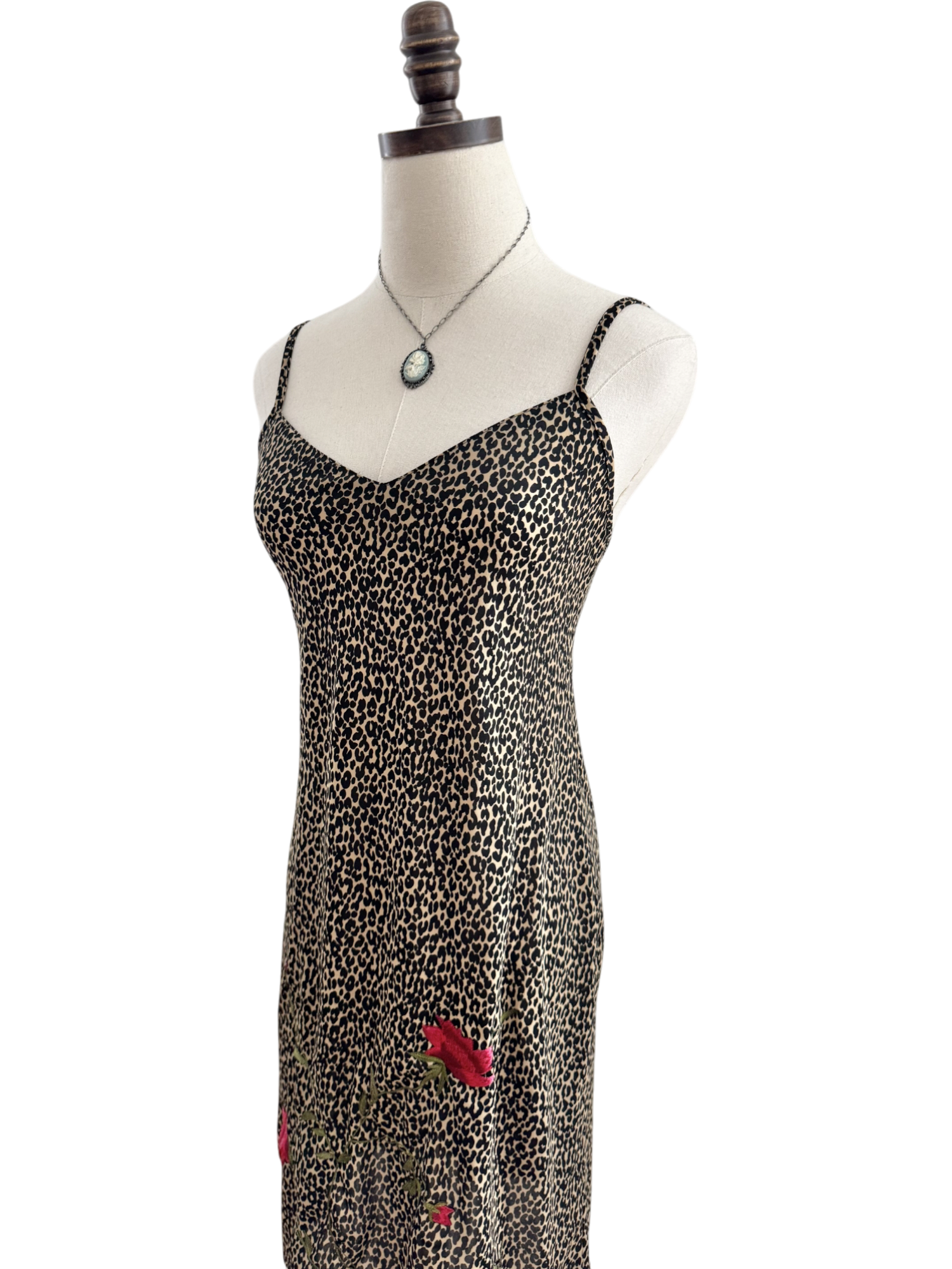 Vintage 90s Floral Beaded Cheetah Mini Slip (XS/S)