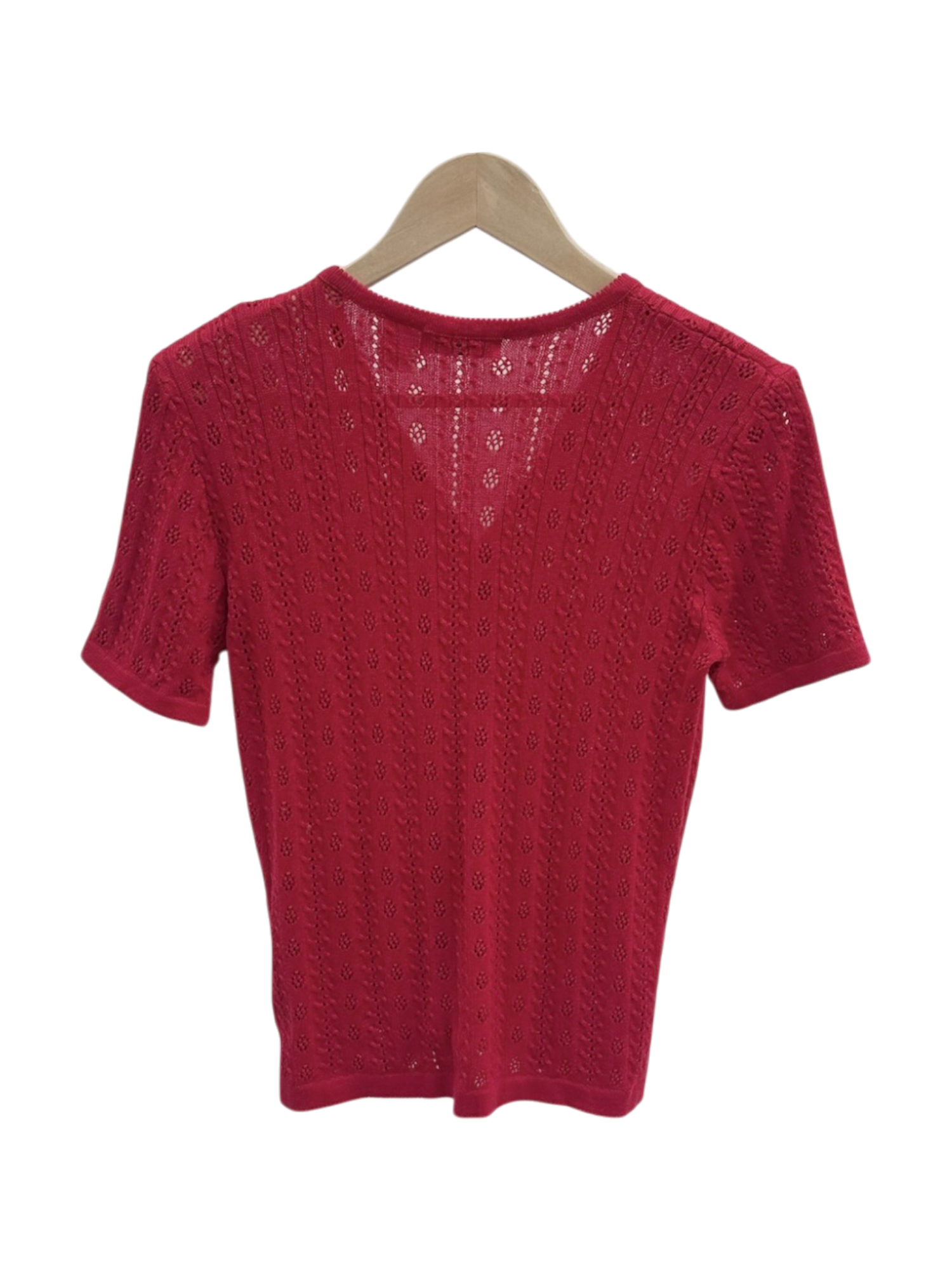 Vintage 90s Dainty Cherry Cotton Eyelet Knit (S/M)