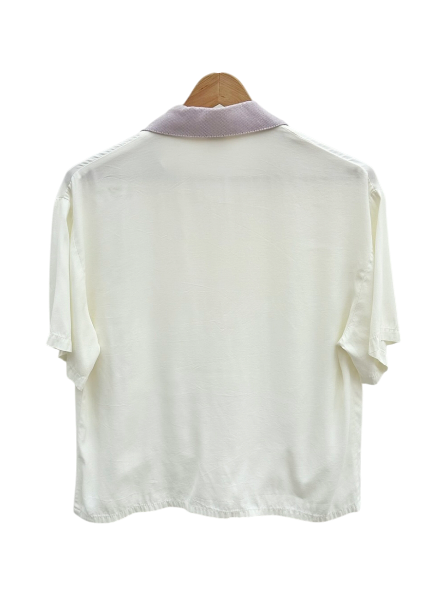 Vintage 90s Retro Contrast Collar Short Sleeve (M)