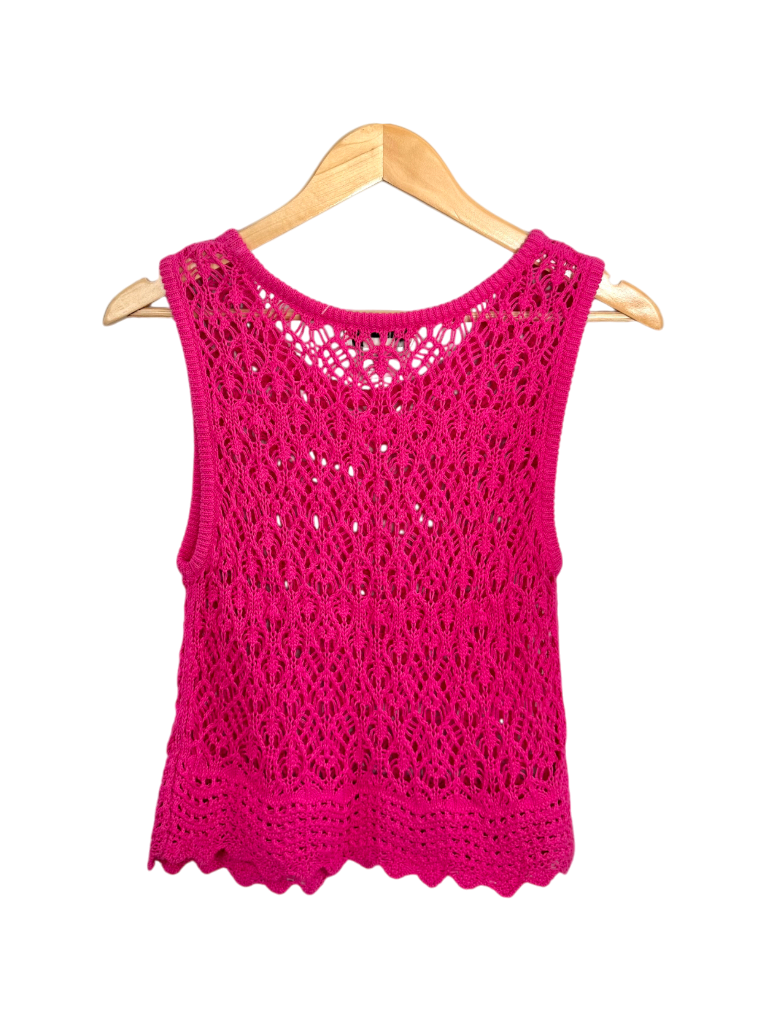 Vintage Y2K Fushia Crochet Knit Top (S/M)