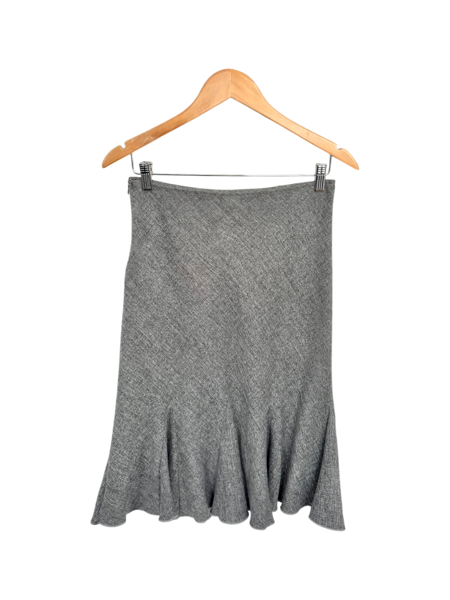 Vintage 90s Heather Grey Flare Midi Skirt (S/M)