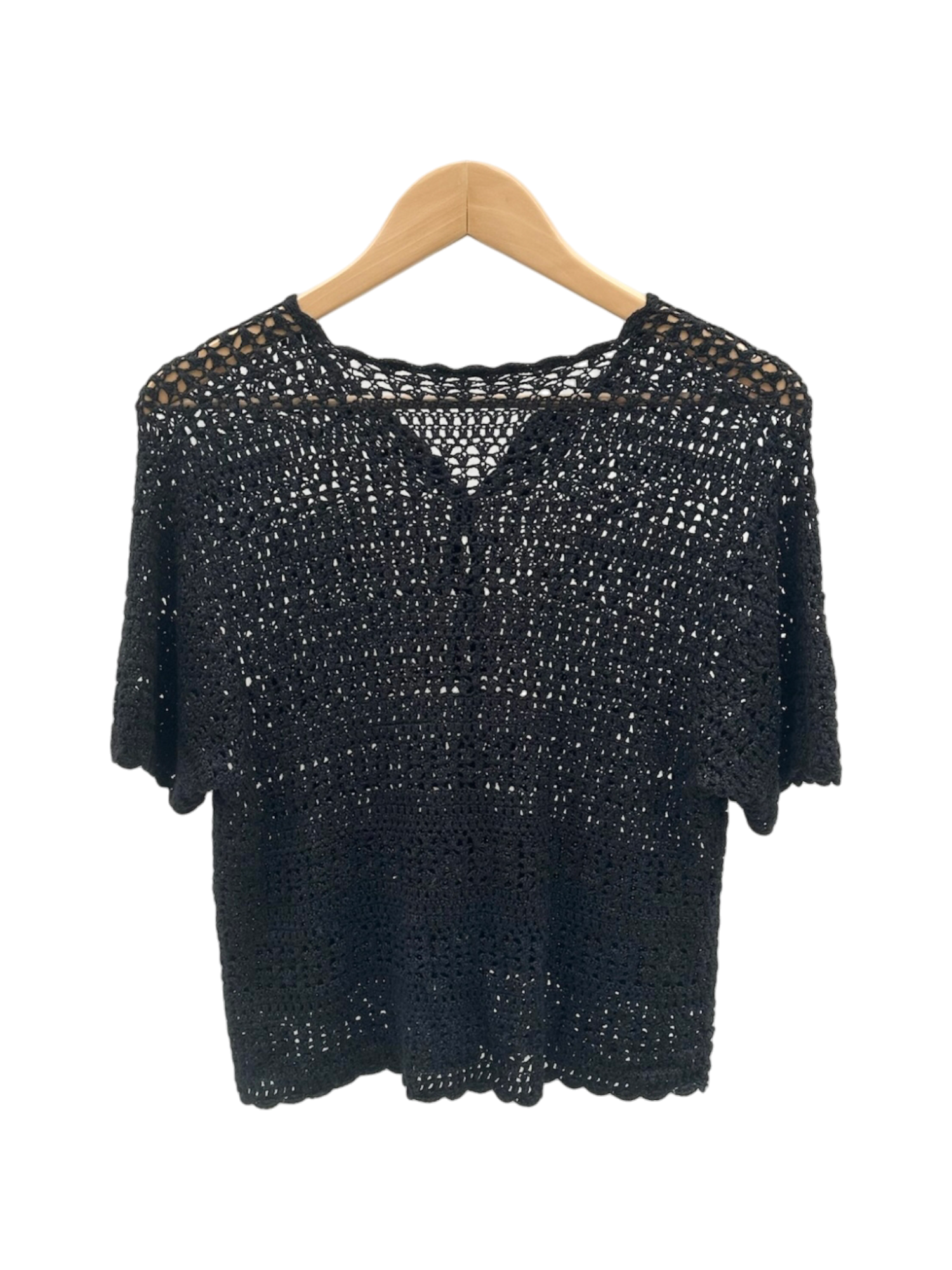 Vintage 90s Floral Crochet Short Sleeve (M)