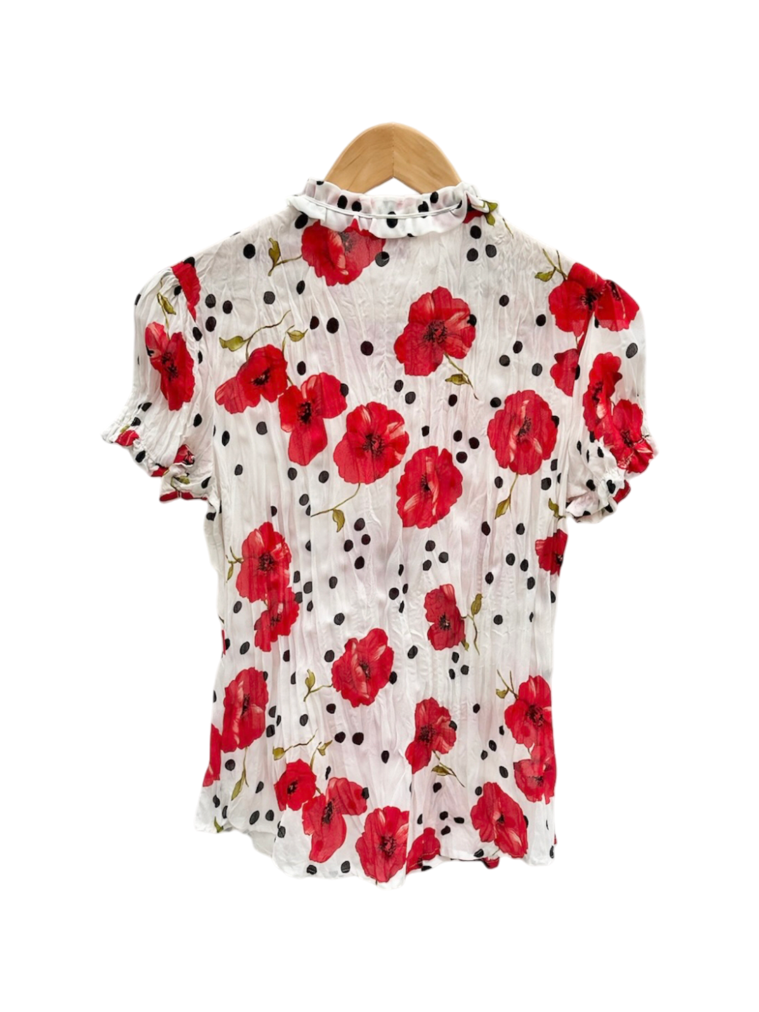 Vintage 90s Dotted Floral Crinkle Blouse (S)