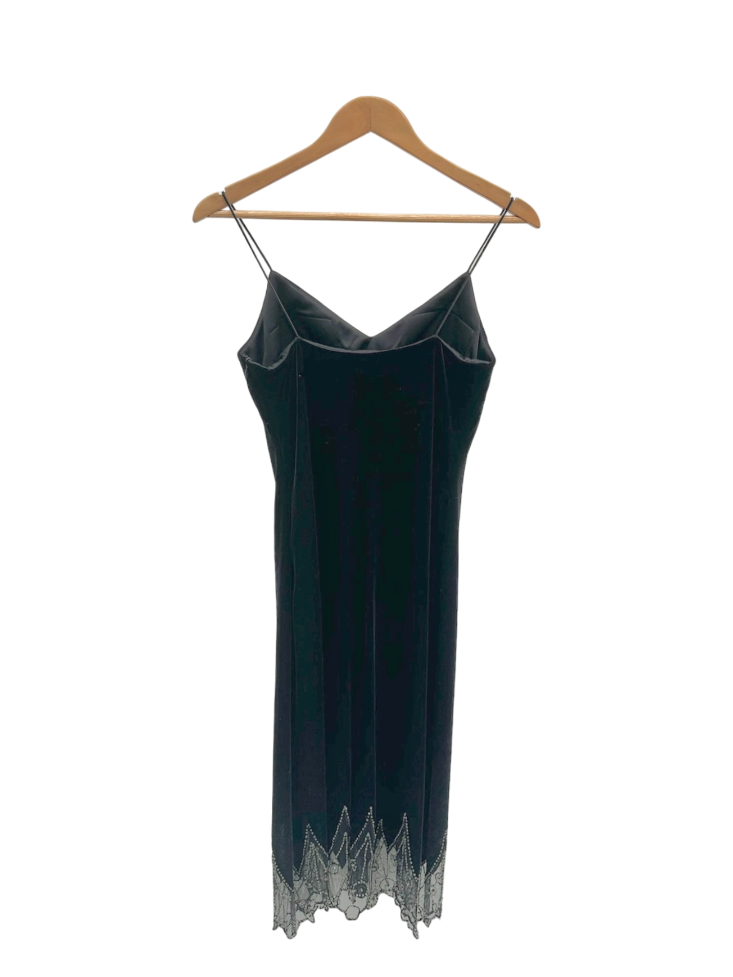 Vintage 90s Sheer Lace Trim Midi Dress (M)