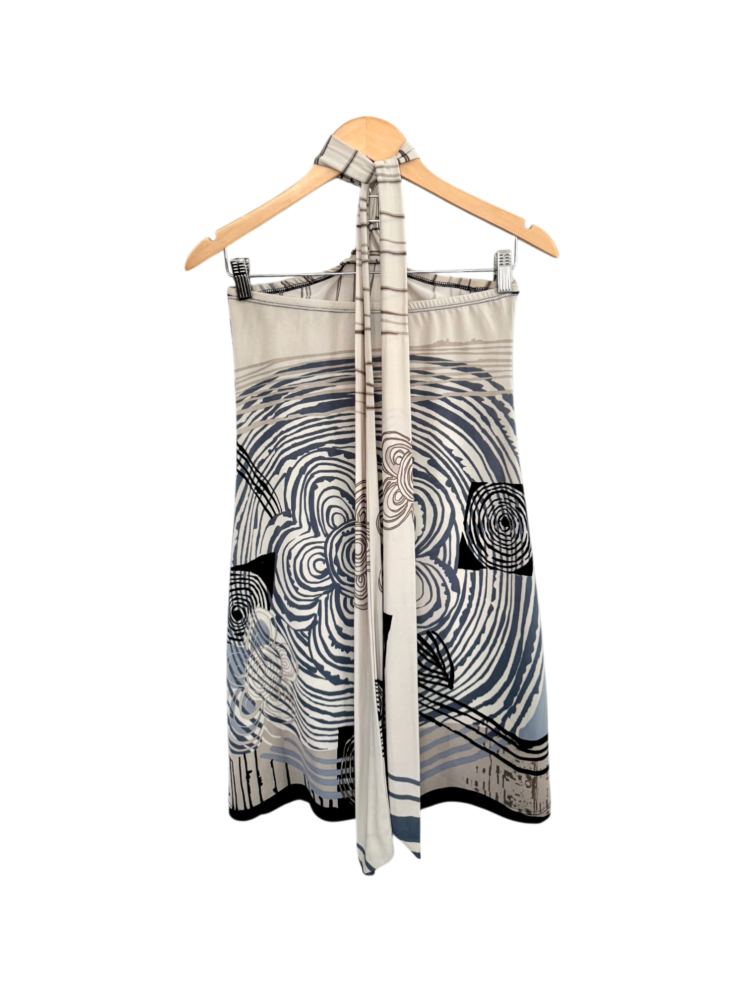 Vintage 90s Abstract Halter Handkerchief Dress (S)