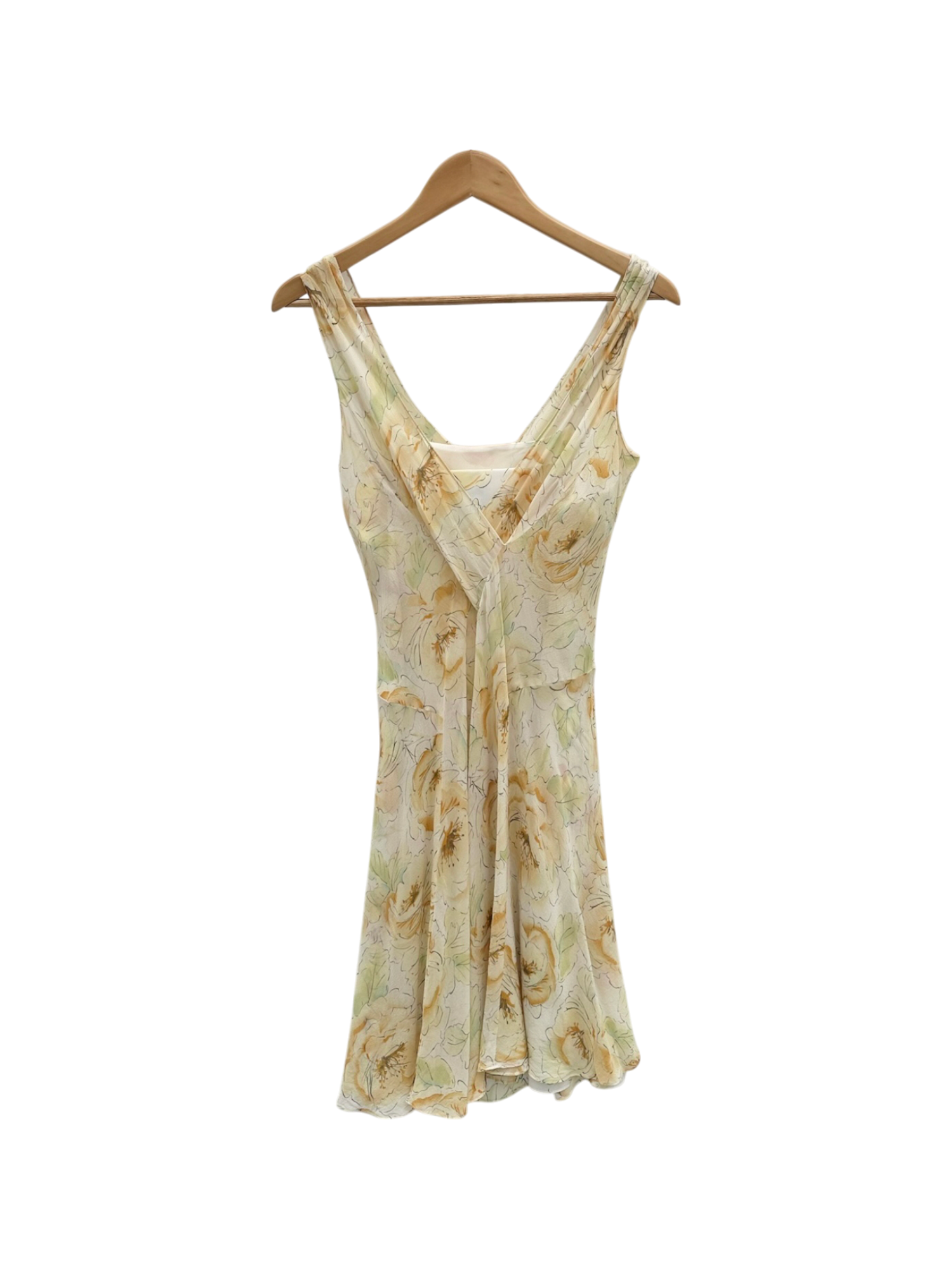 Vintage 90s Layered Silk Floral Midi Dress (S/M)