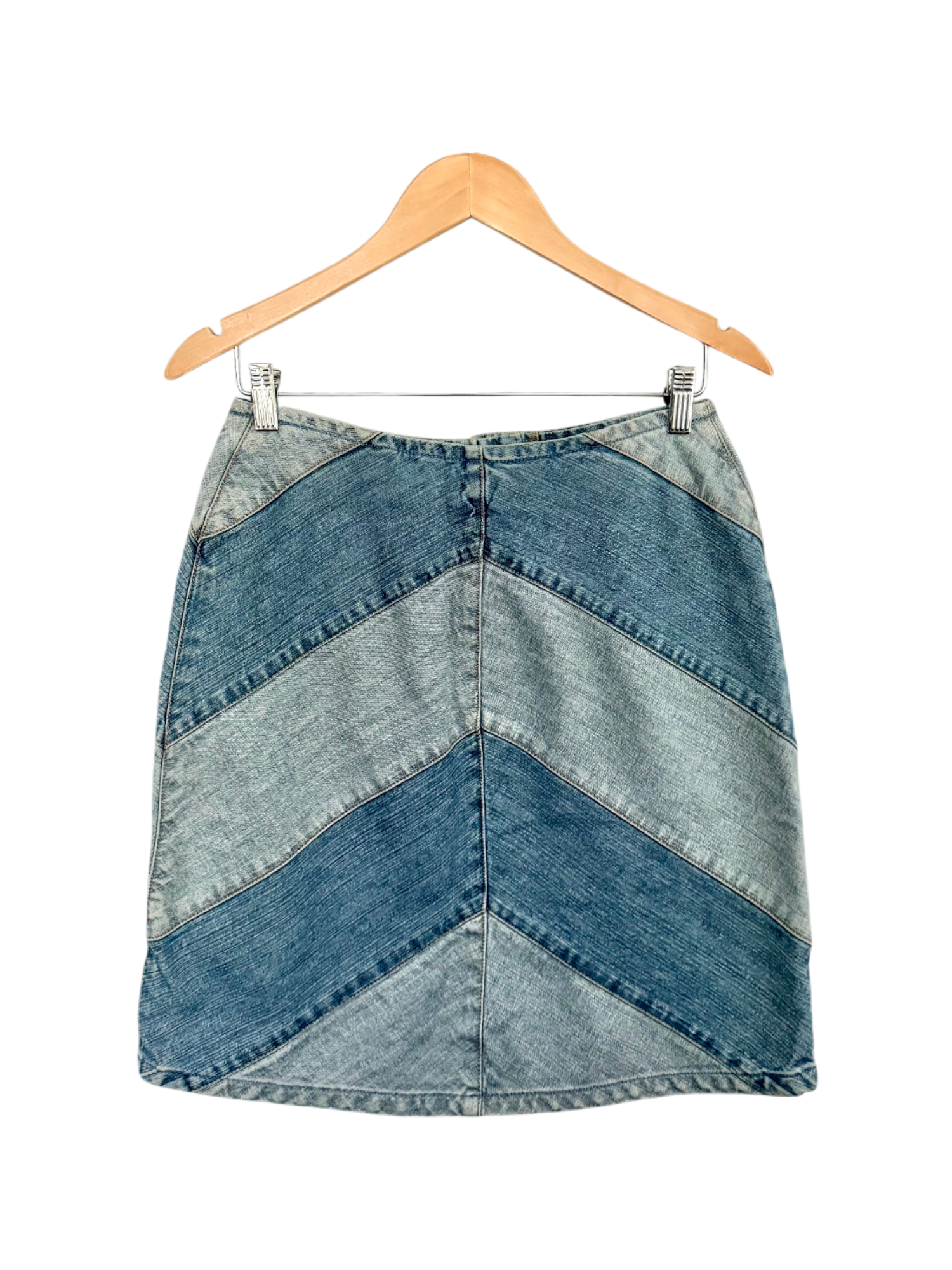 Vintage 90s Patchwork Denim Midi Skirt (S)