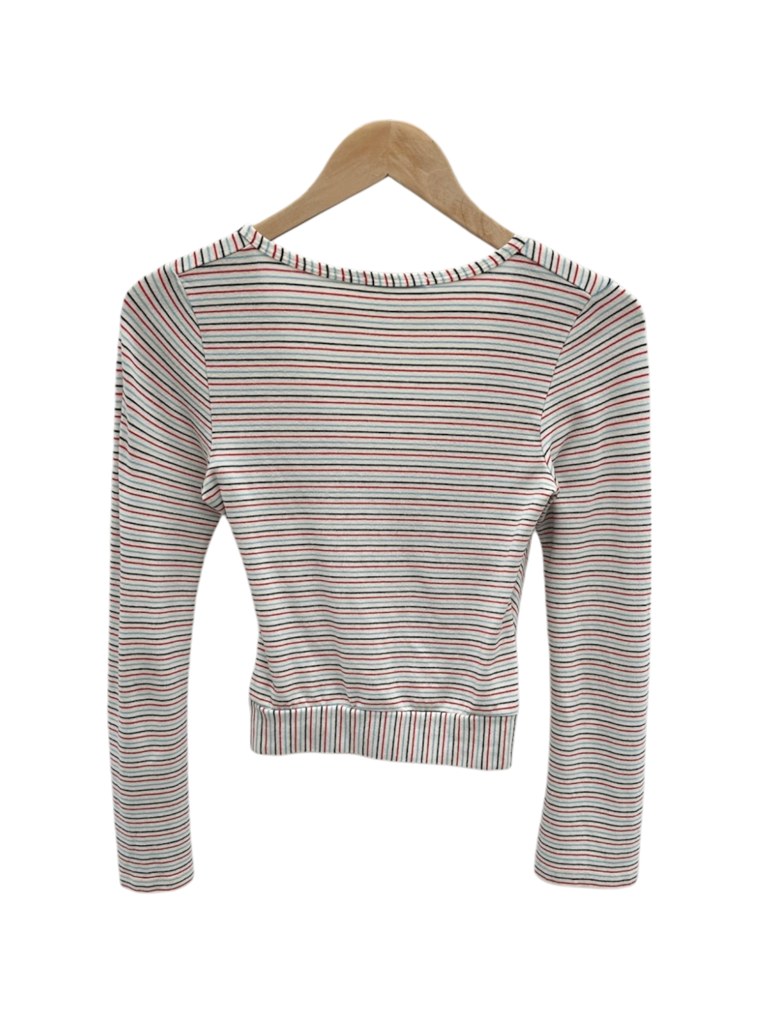 Vintage 90s Retro Striped Wrap Knit Top  (XS/S)