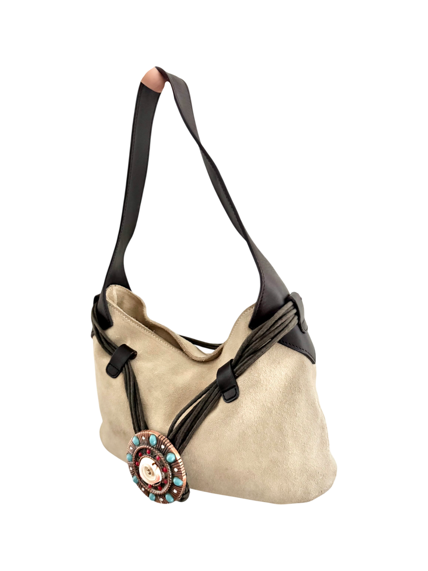 Vintage 90s Slouchy Leather Concho Shoulder Bag