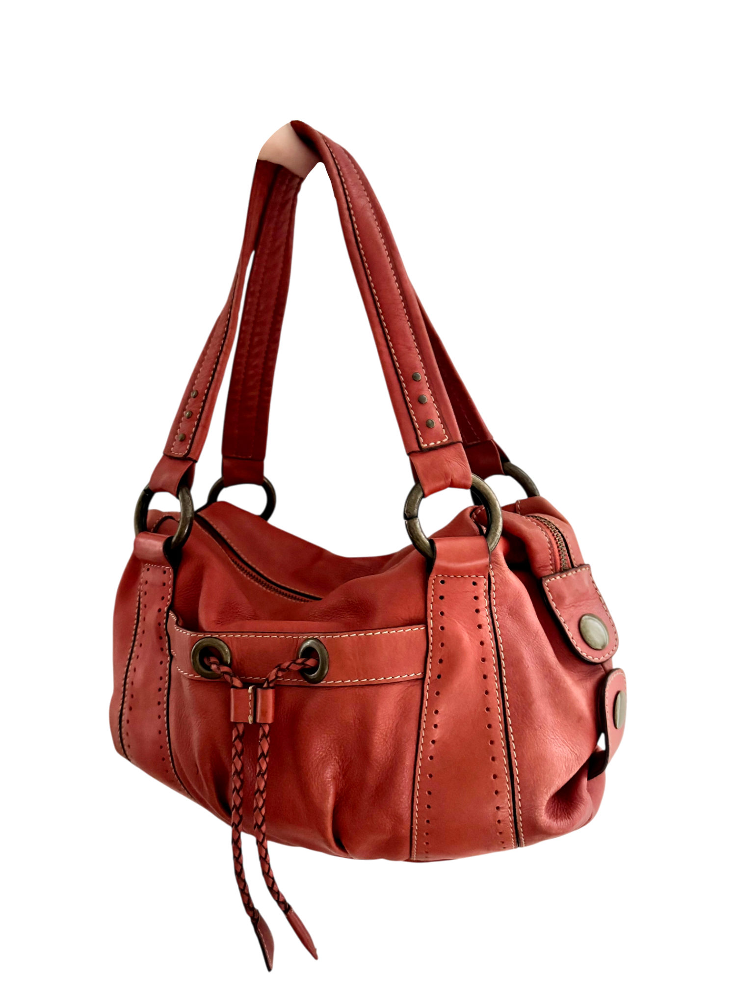 Vintage 90s Fossil Slouchy Tangerine Leather Purse